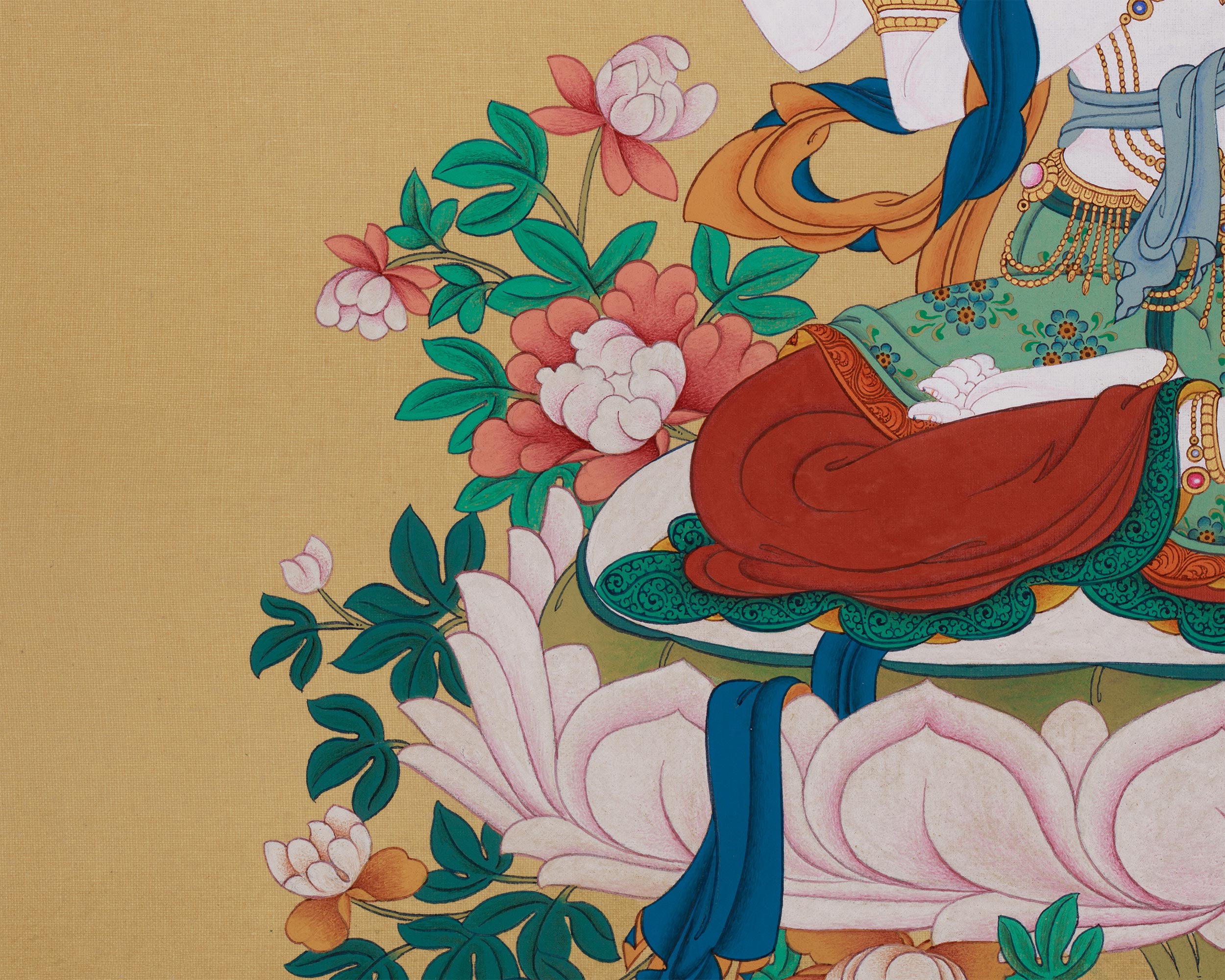 4-Armed Bodhisattva Chenrezig | Premium Thangka of Compassion | LHASA Stone