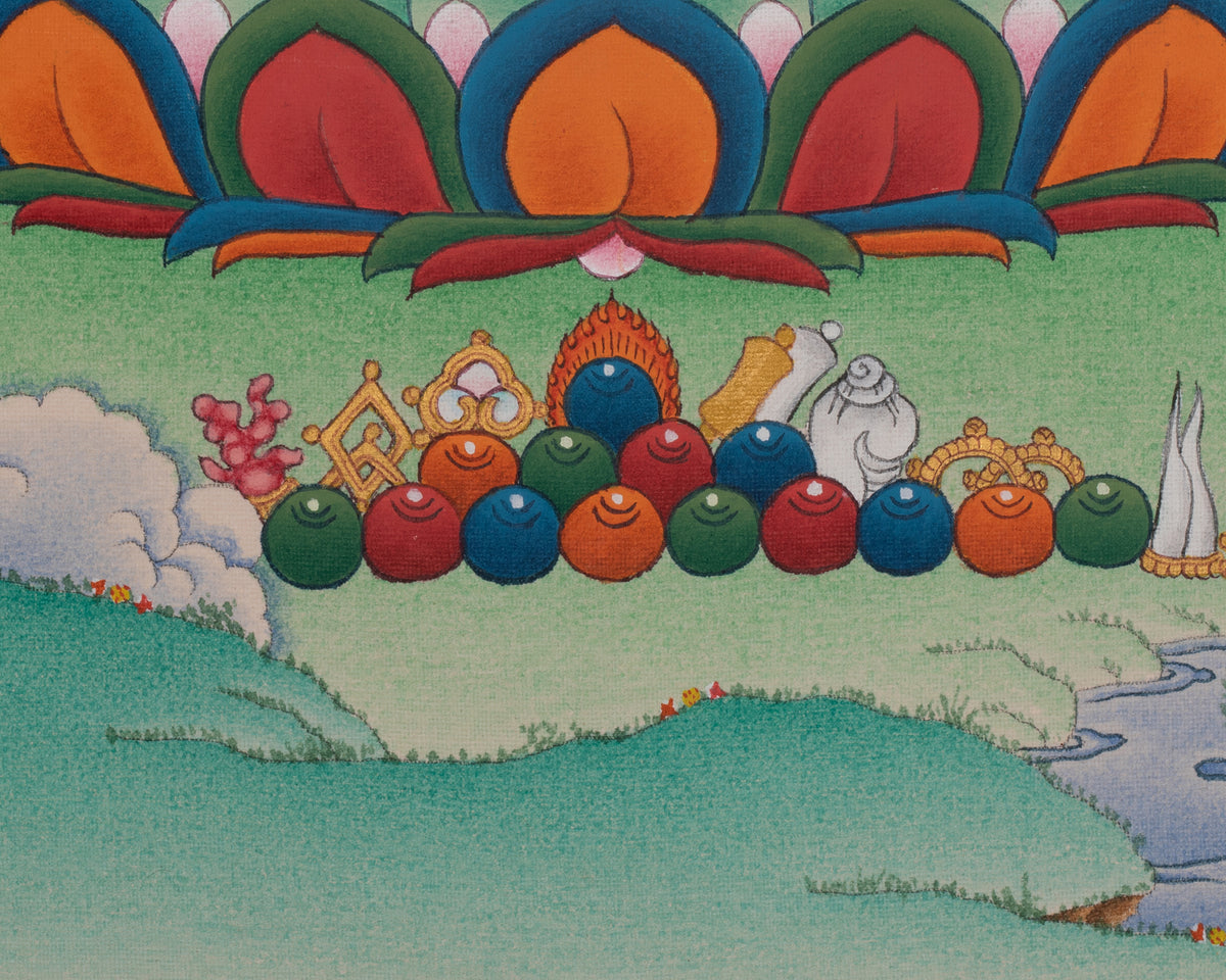 Sacred Tibetan White Tara Art | Drolkar Thangka | Seven Eyed Deity