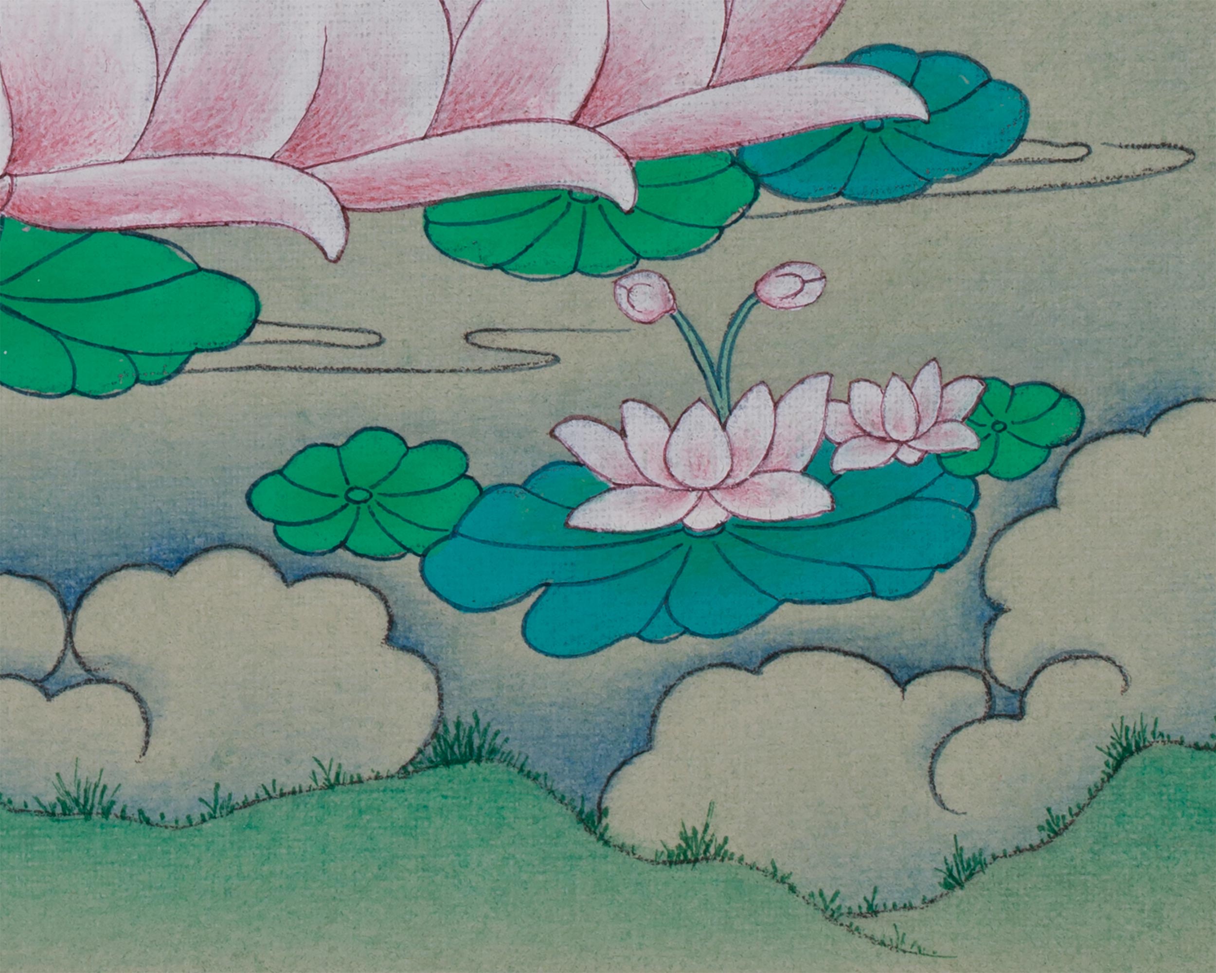 Hand-Painted Mini Chenrezig Thangka | Tibetan Buddha Art of Compassion and Protection