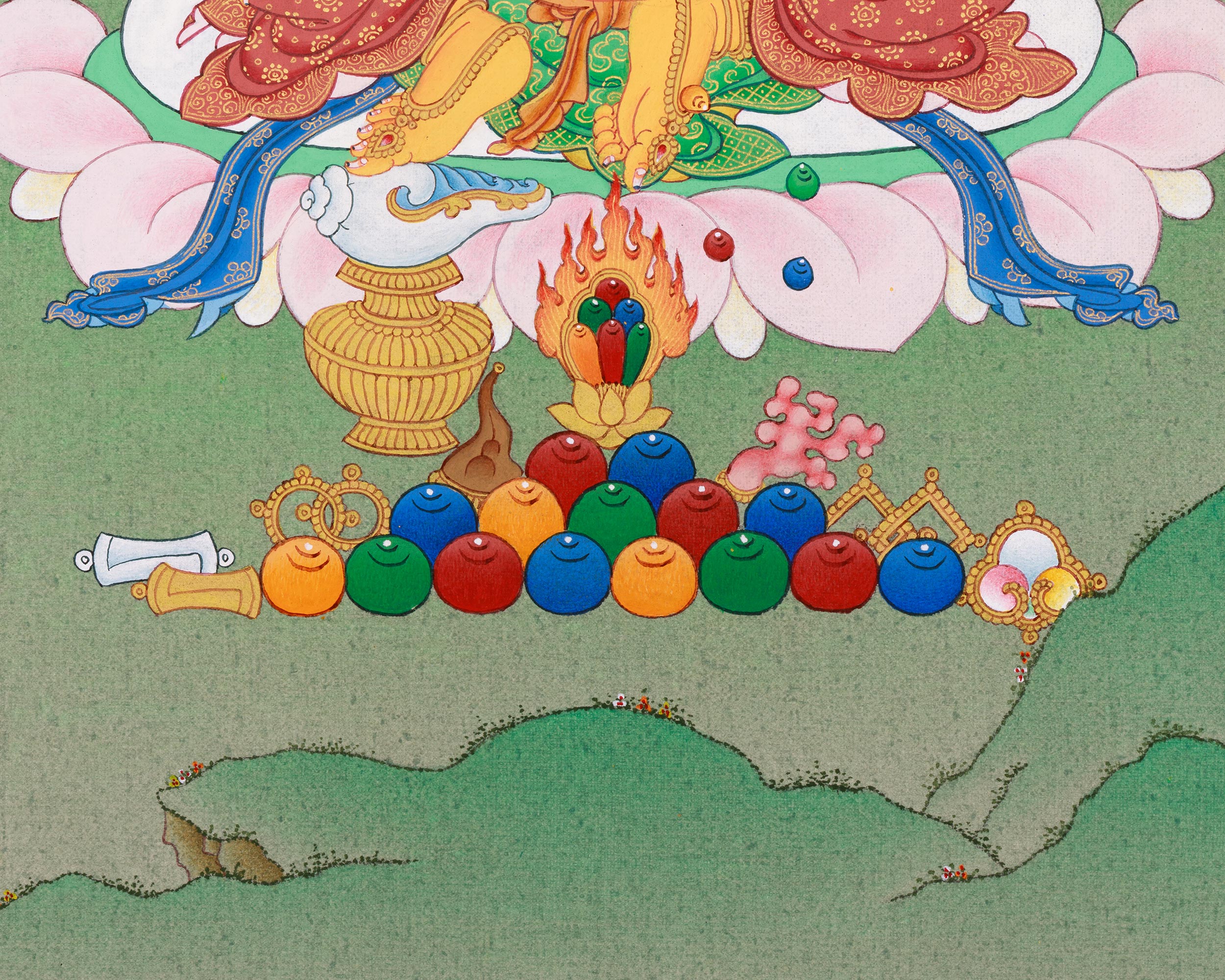 Small Dzambhala Thangka | Hand-Painted in Karma Gadri Style