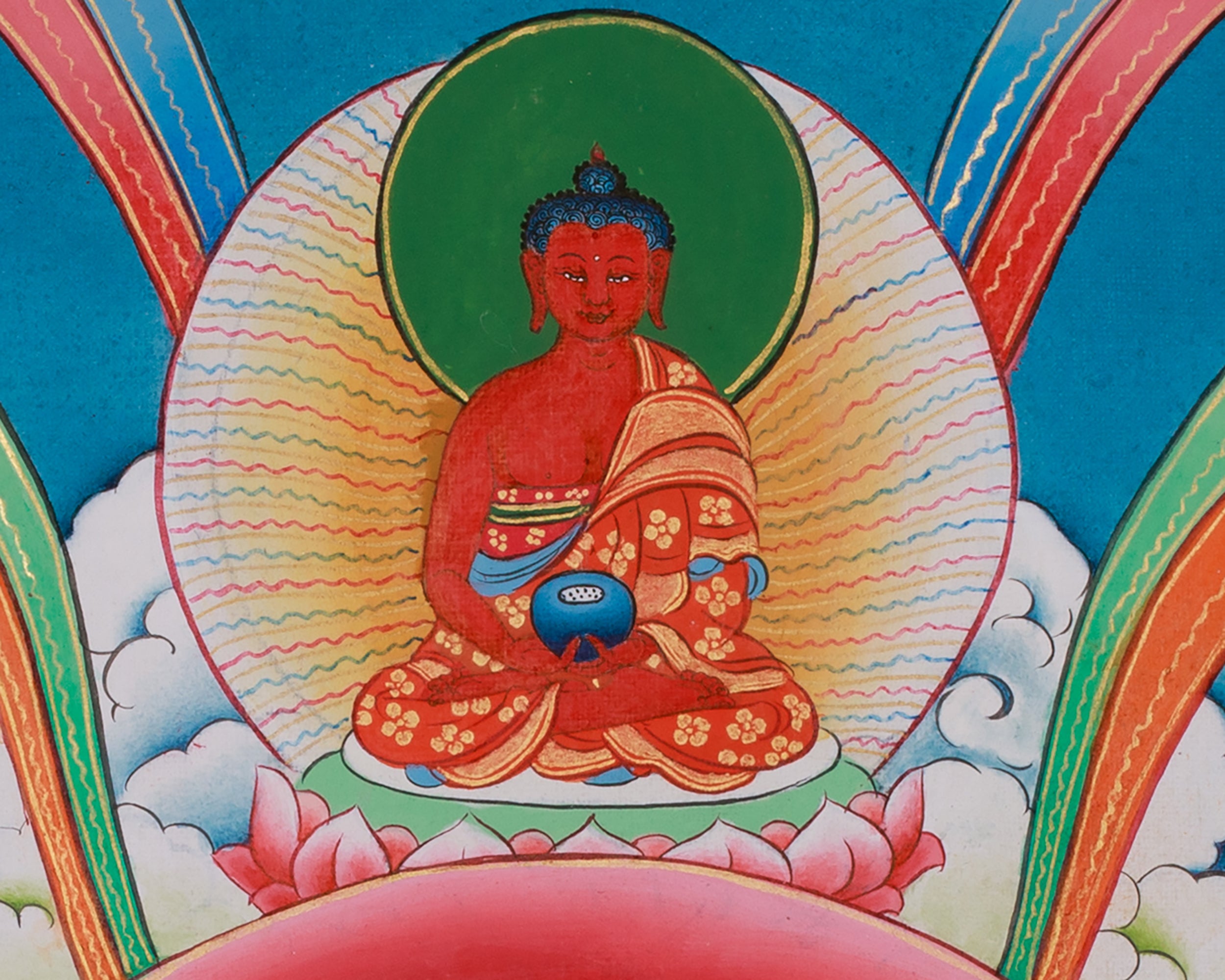 1000 Armed Chenrezig Sacred Artwork | Avalokiteshvara Compassion Deity | Five Dhyani Buddhas