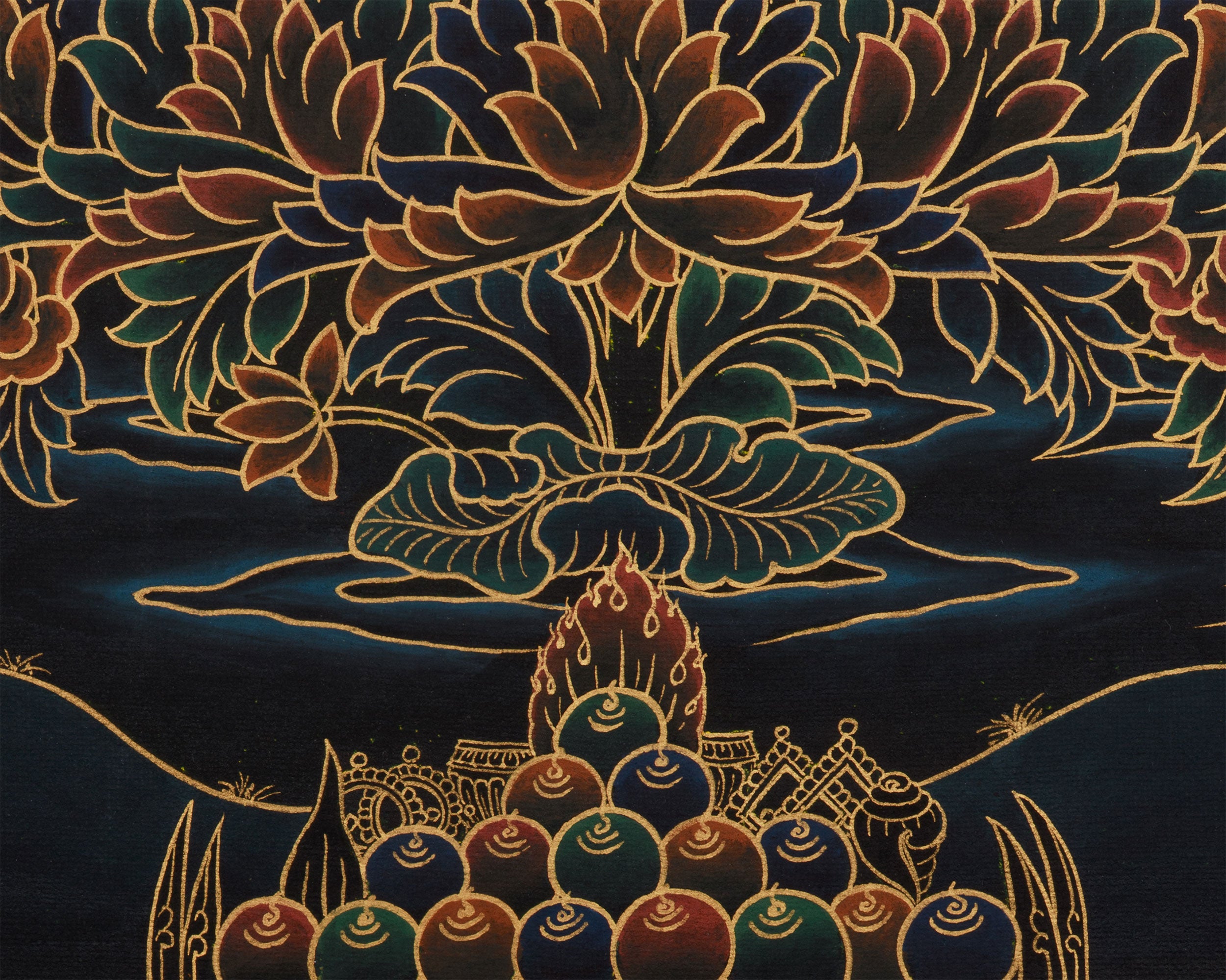 Peaceful Padmasambhava Painting | Embodying Wisdom and Serenity in Nakthang Style