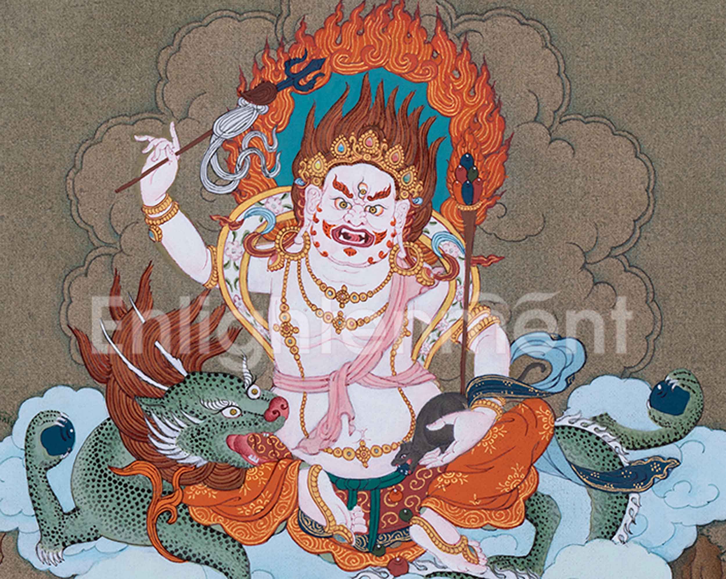 Five Dzambhala Thangka | Deity of Wealth and Compassion | Nepalese Hand-painted Thangka