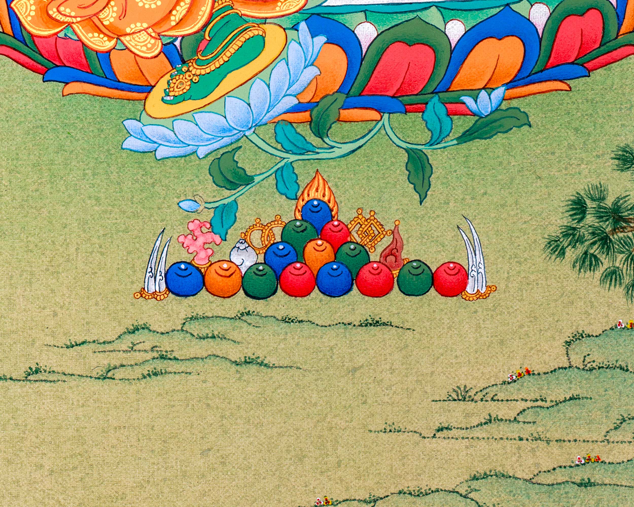 Green Tara Figurine | Buddhist Deity Tara Thangka