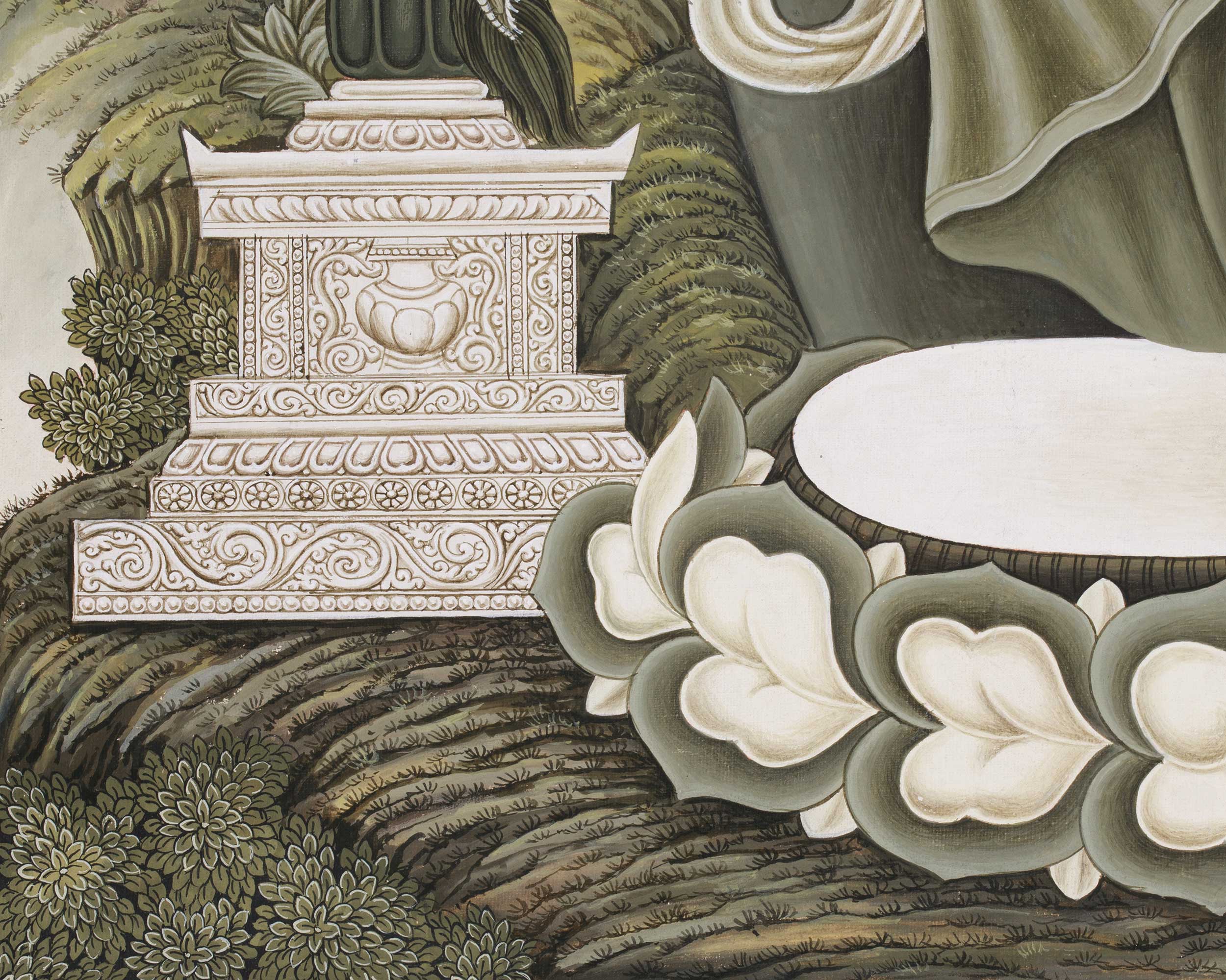 Bodhisattva of Wisdom Manjushri Thangka | A Monochrome Paubha Style Painting