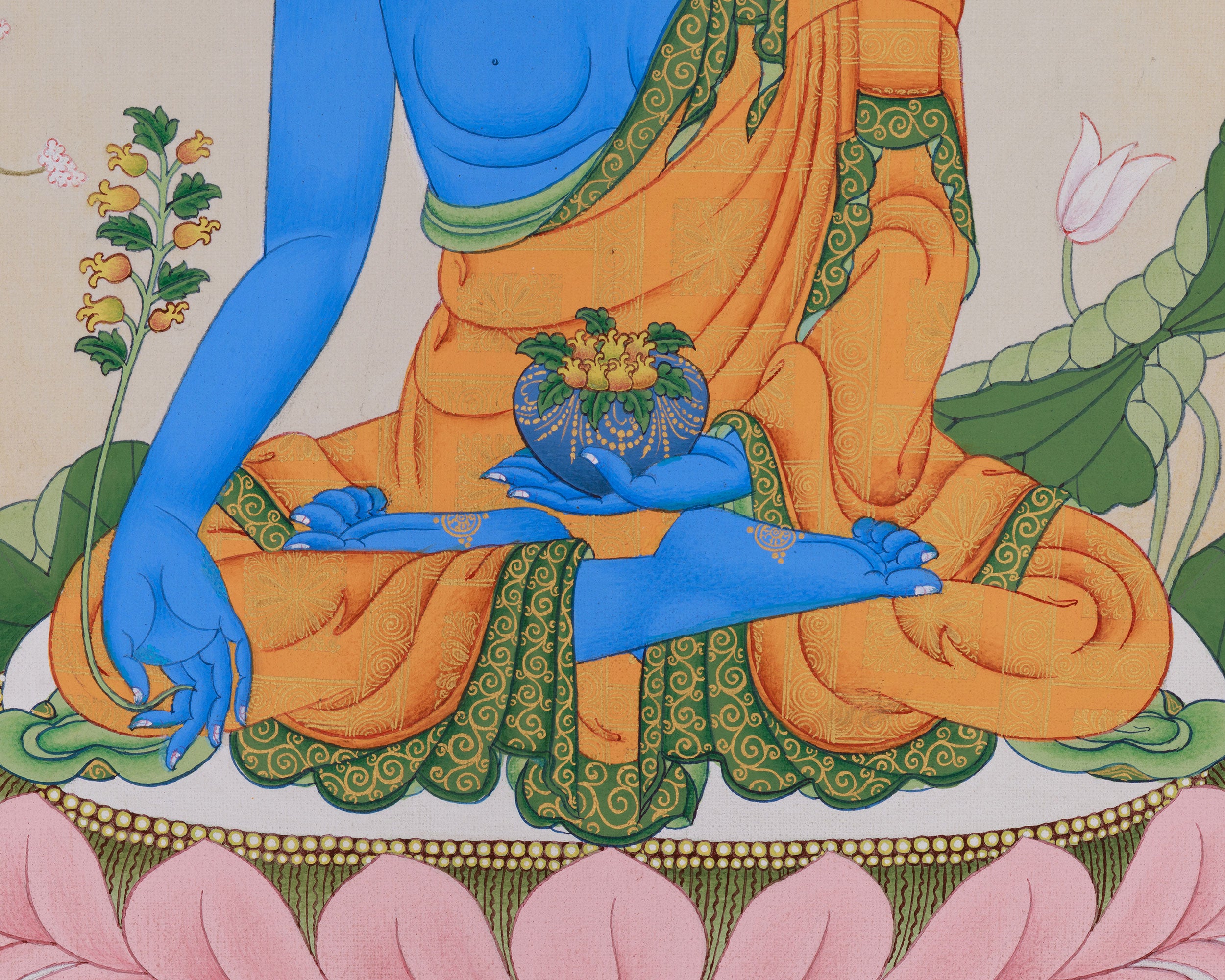 Healing Blue Buddha Thangka | Lapis Lazuli Artwork