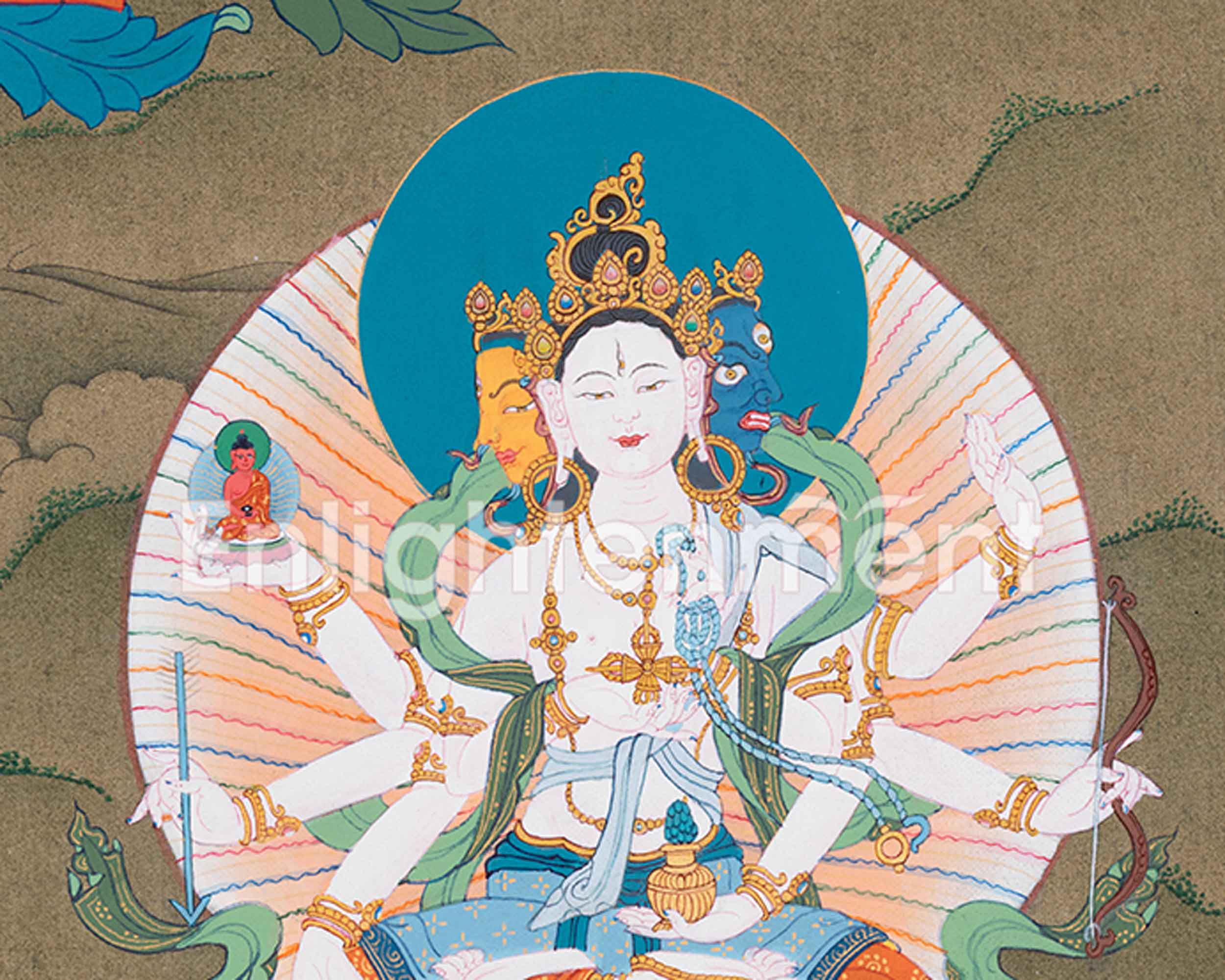 Amitayus Thangka with White Tara And Namgyalma | Buddha of Infinite Life
