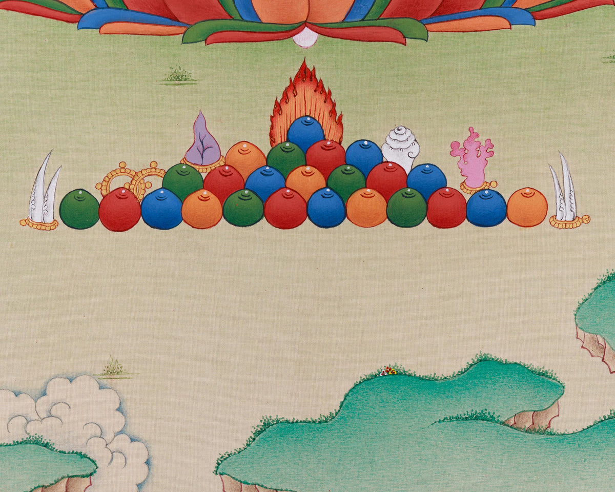 Red Buddha Amitayus | A Sacred Thangka of Longevity, Healing, and Wisdom