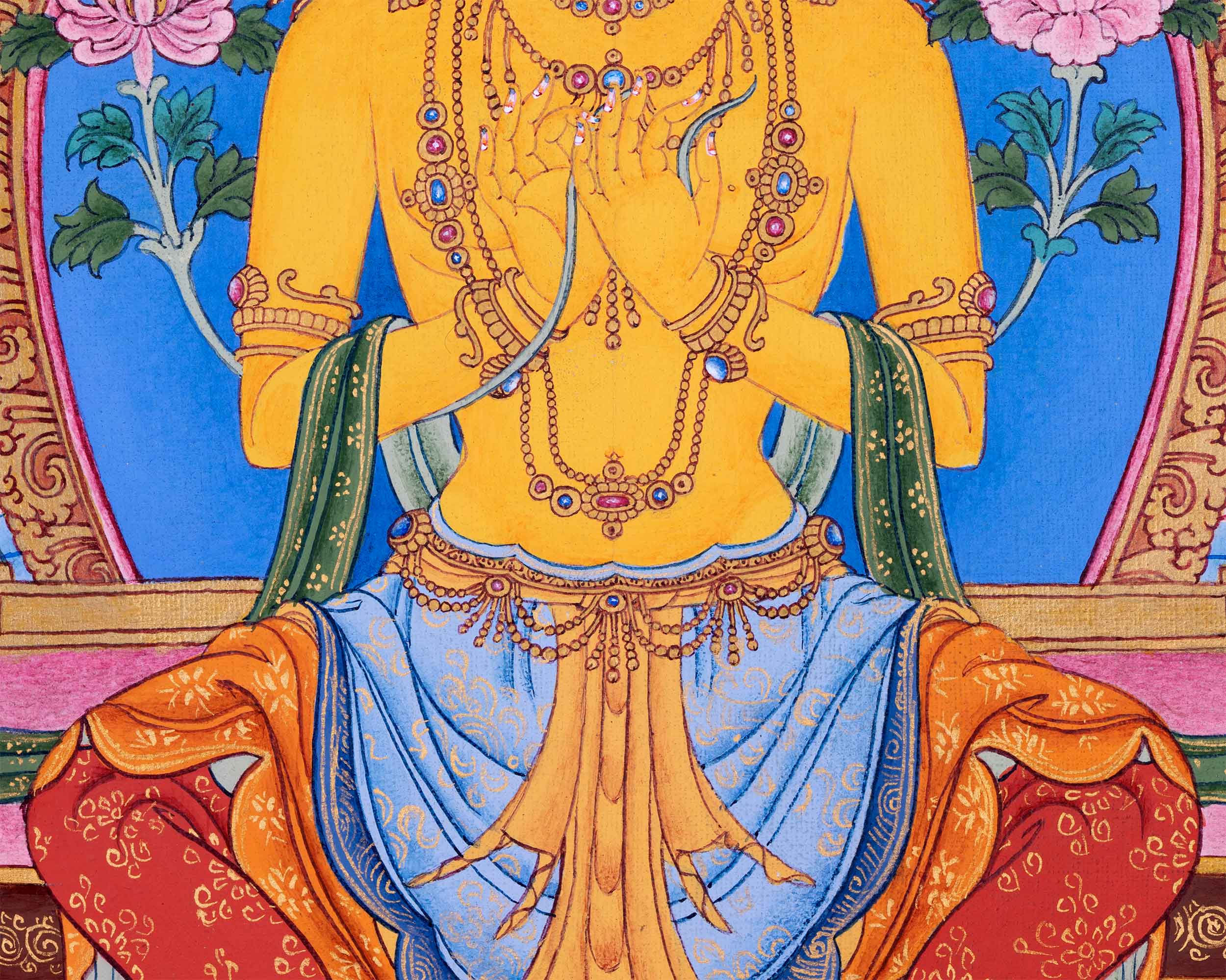 Traditional Maitreya Buddha Thangka | Future Enlightened One | Religious Wall Art