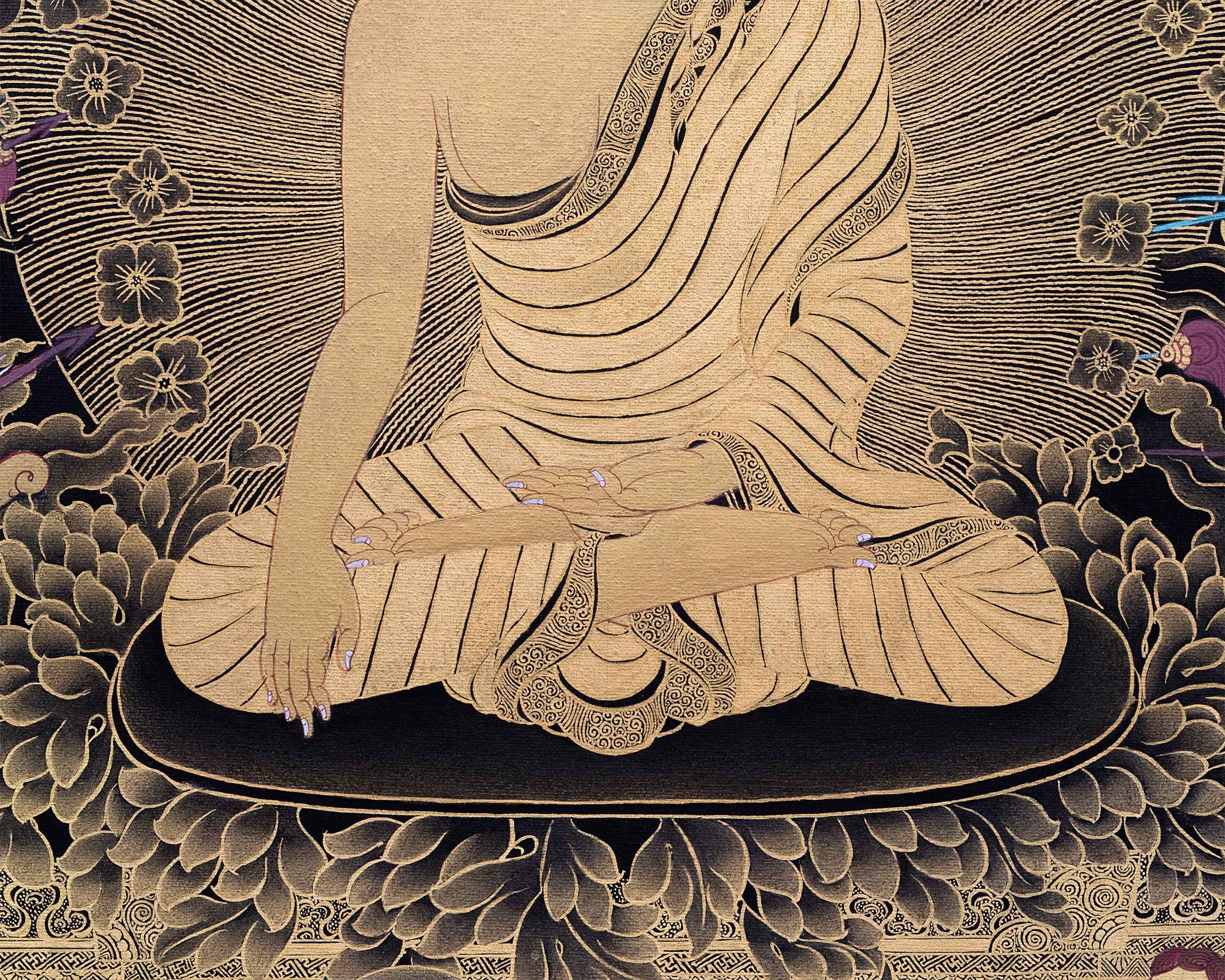 Buddha Shakyamuni And Mara Thangka Art | Traditional Hand Painted Artwork | Harmony Of Light And Darkness