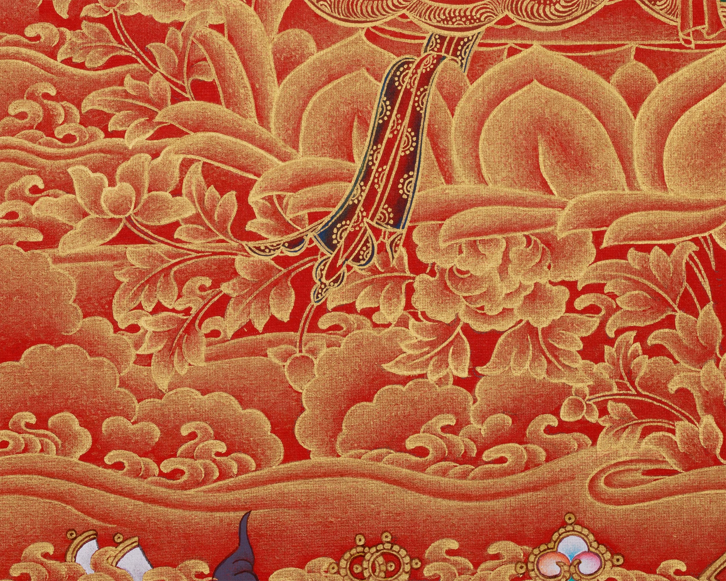 Gold Thangka of Manjushri | Bodhisattva of Supreme Wisdom & Enlightenment