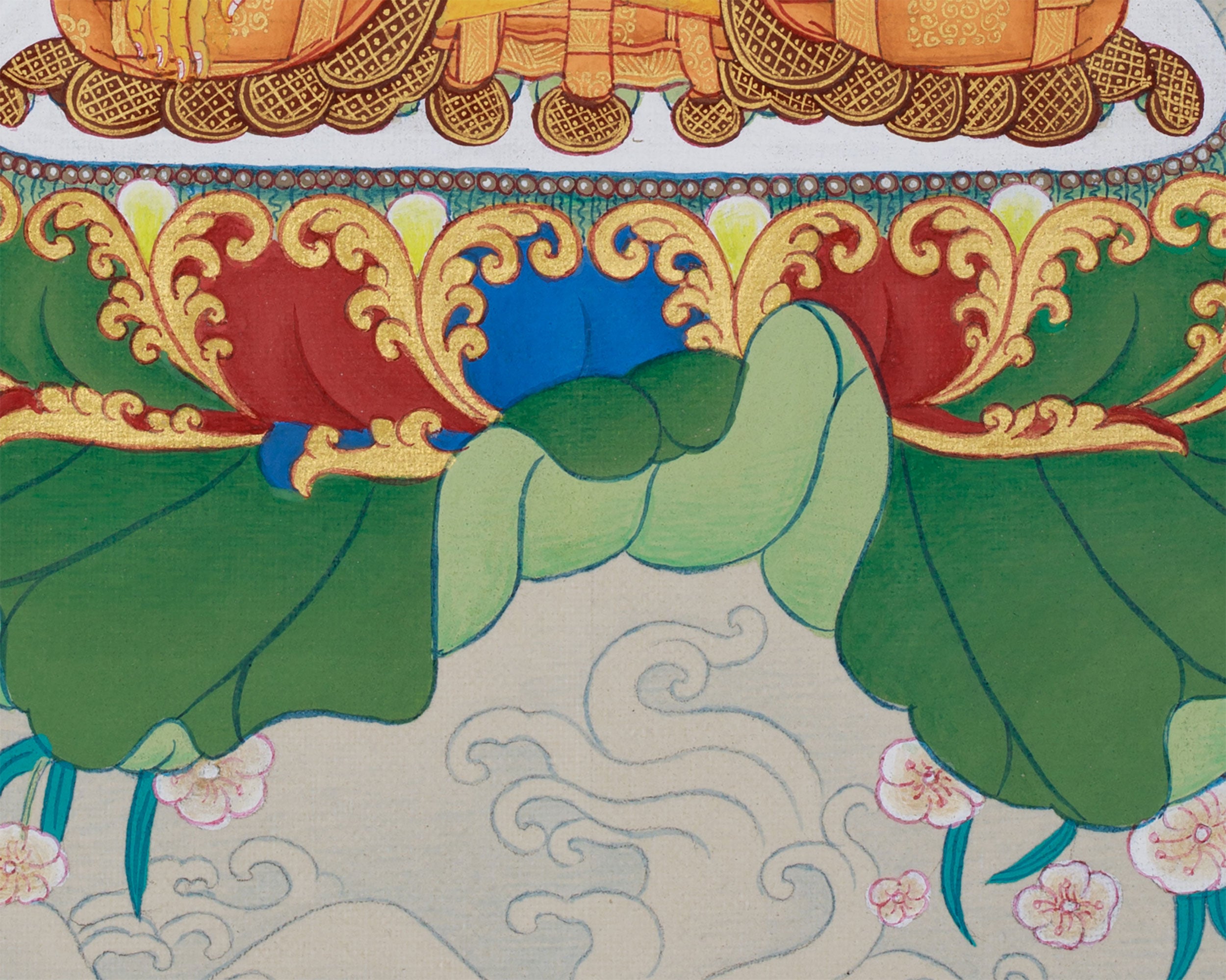 9-Inches Shakyamuni Buddha Thangka | Hand-Painted with Natural Stone Colors and 24K Gold