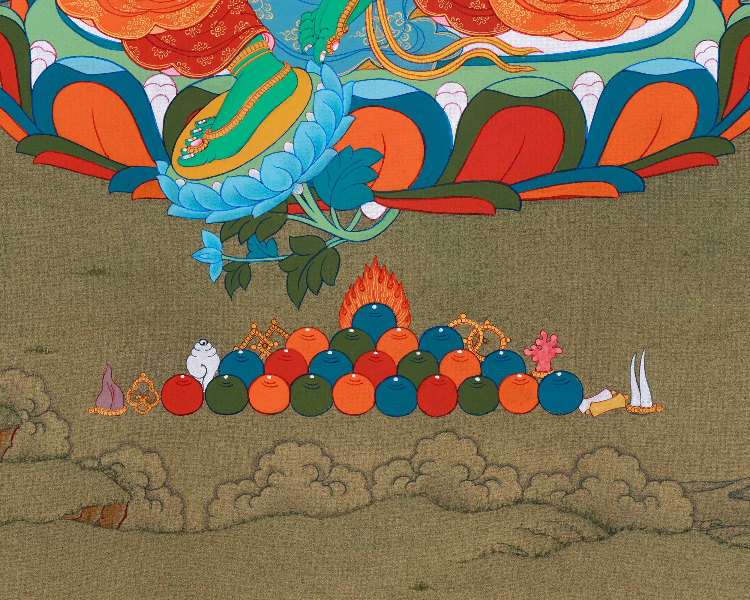 Radiant Mother Tara Thangka | Green Tara | Embrace Divine Protection