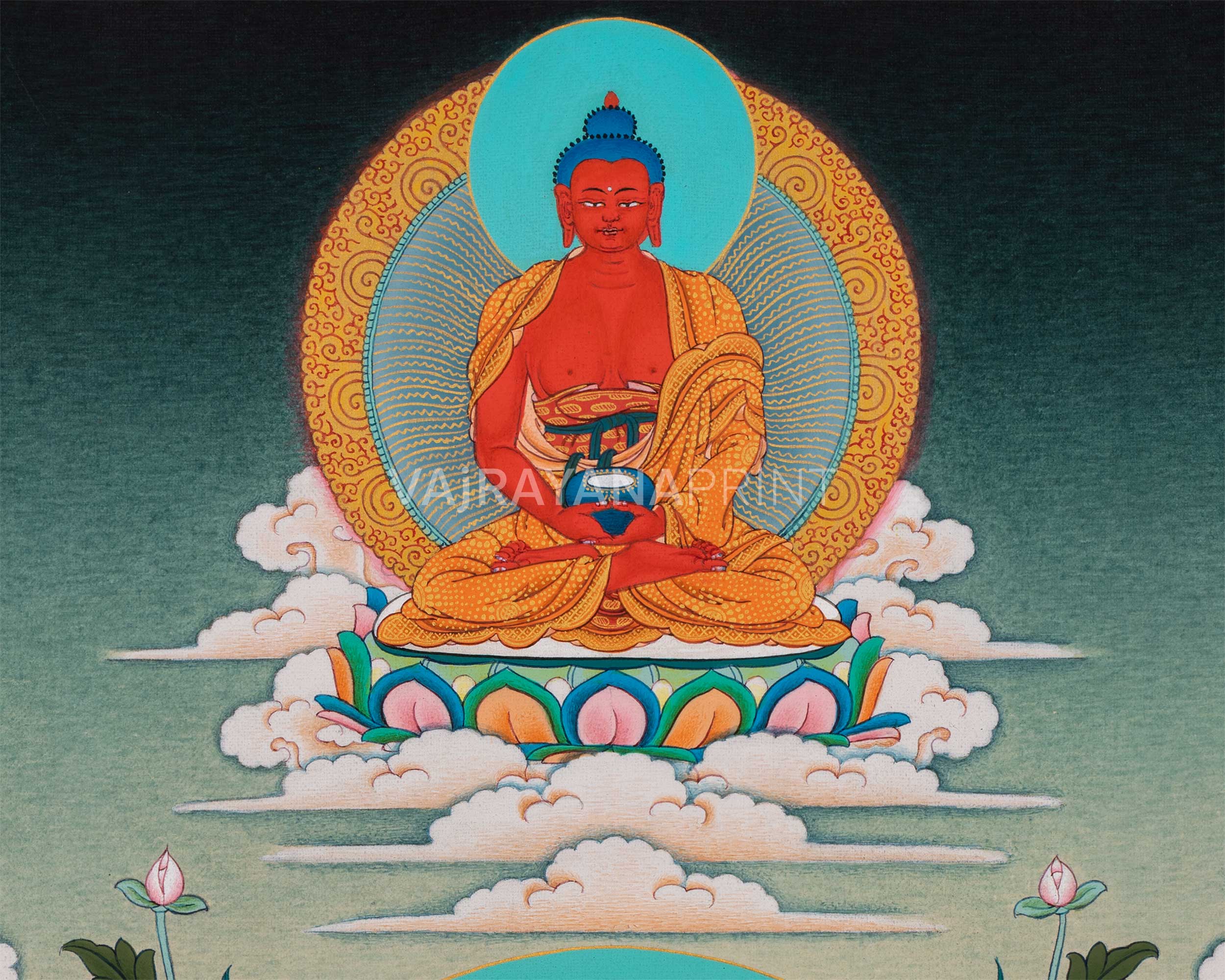 Chenresig, Manjushri Vajrapani Print | Kagyu Thangka Print