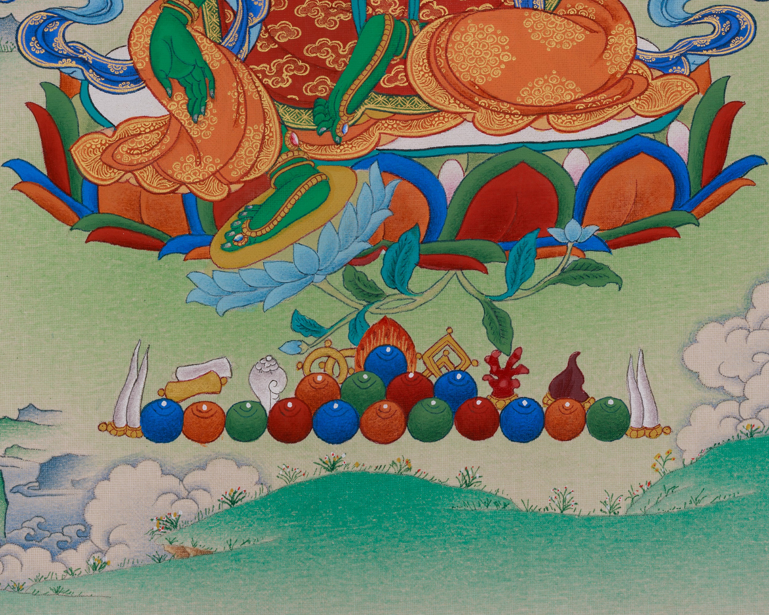 Peaceful Deity Green Tara Thangka | Enlightenment Goddess