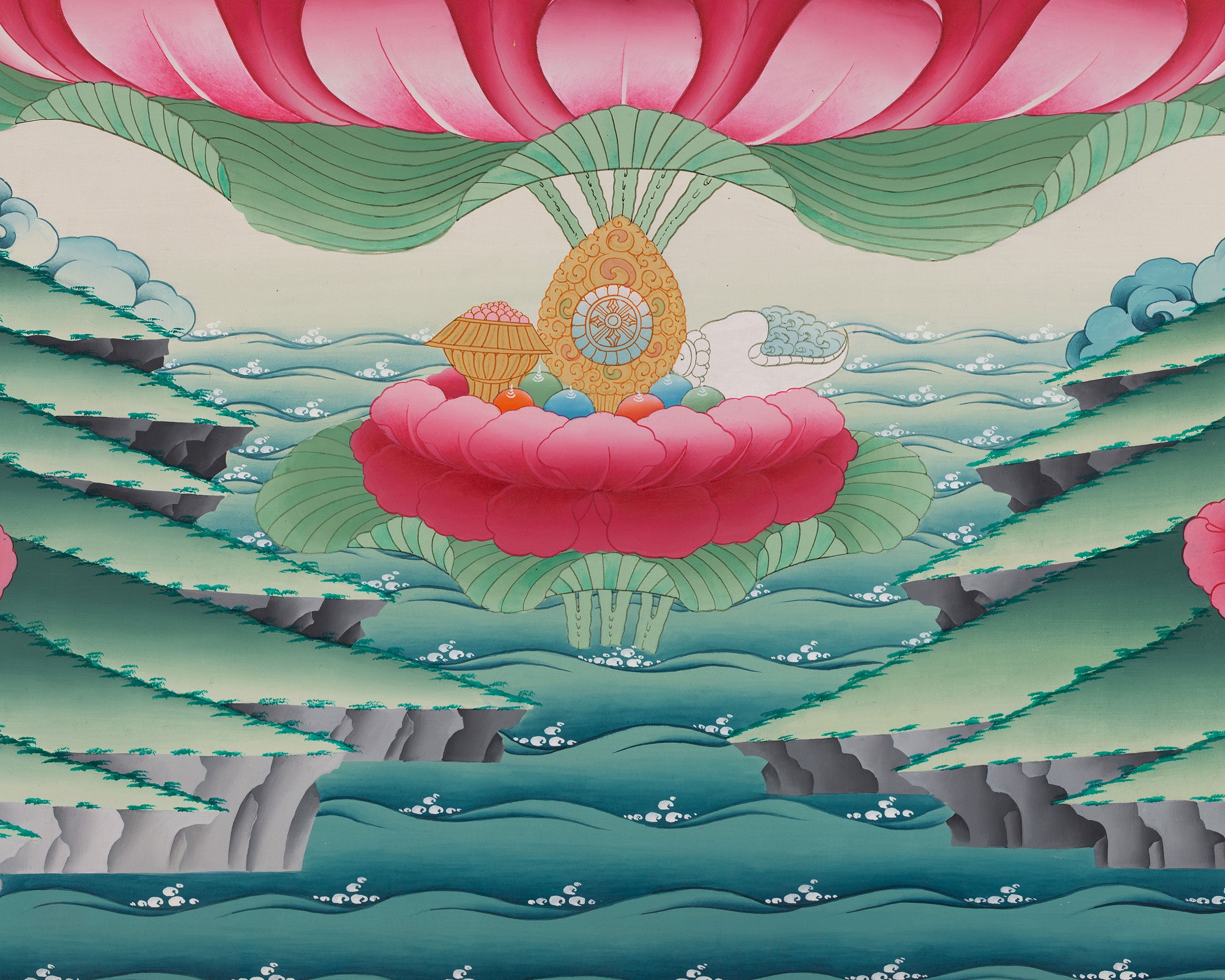 Shakyamuni Buddha with Disciples | Hand-Painted Buddha Thangka