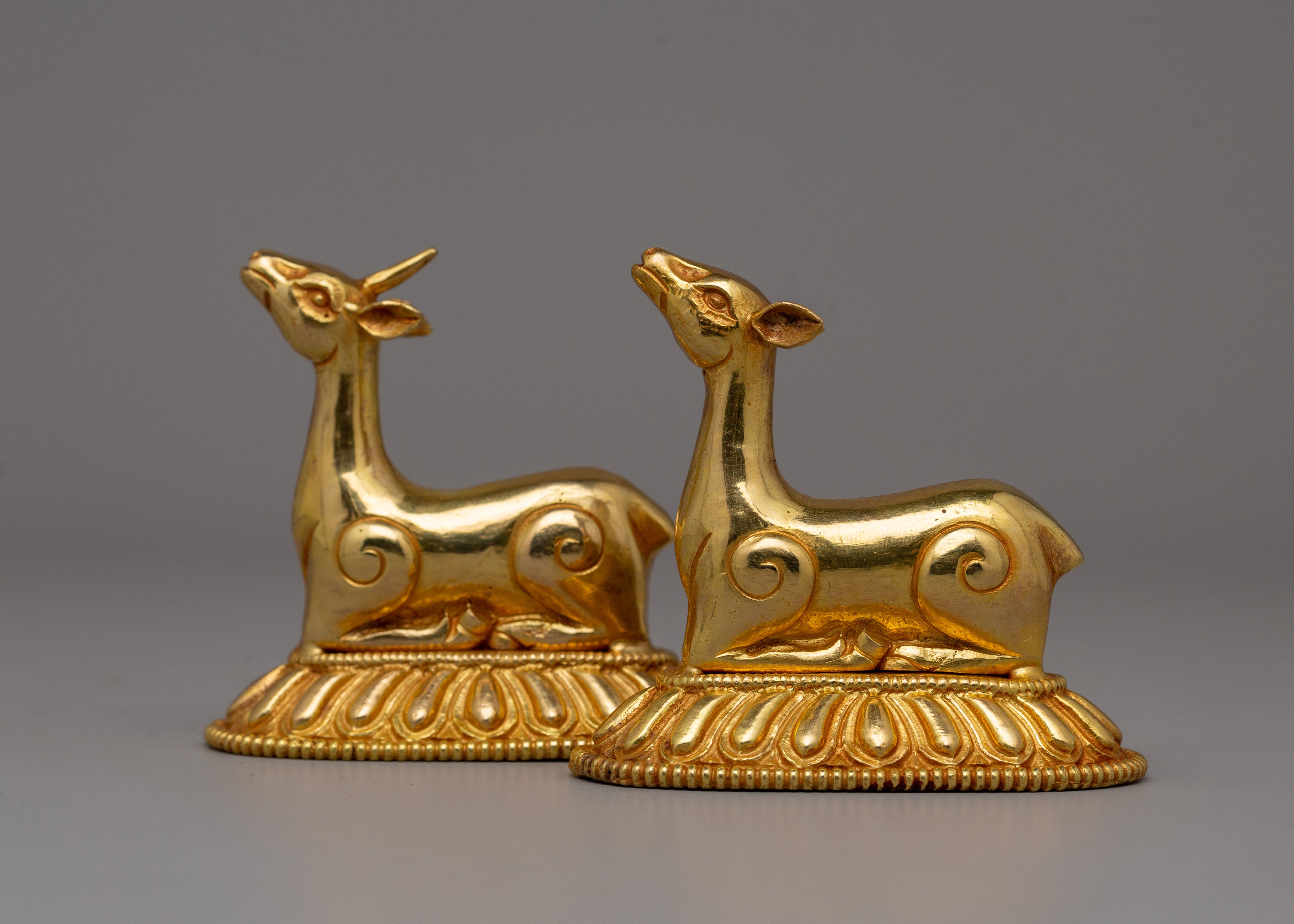 Copper Dharma Wheel with Deer Set | perfect for meditation