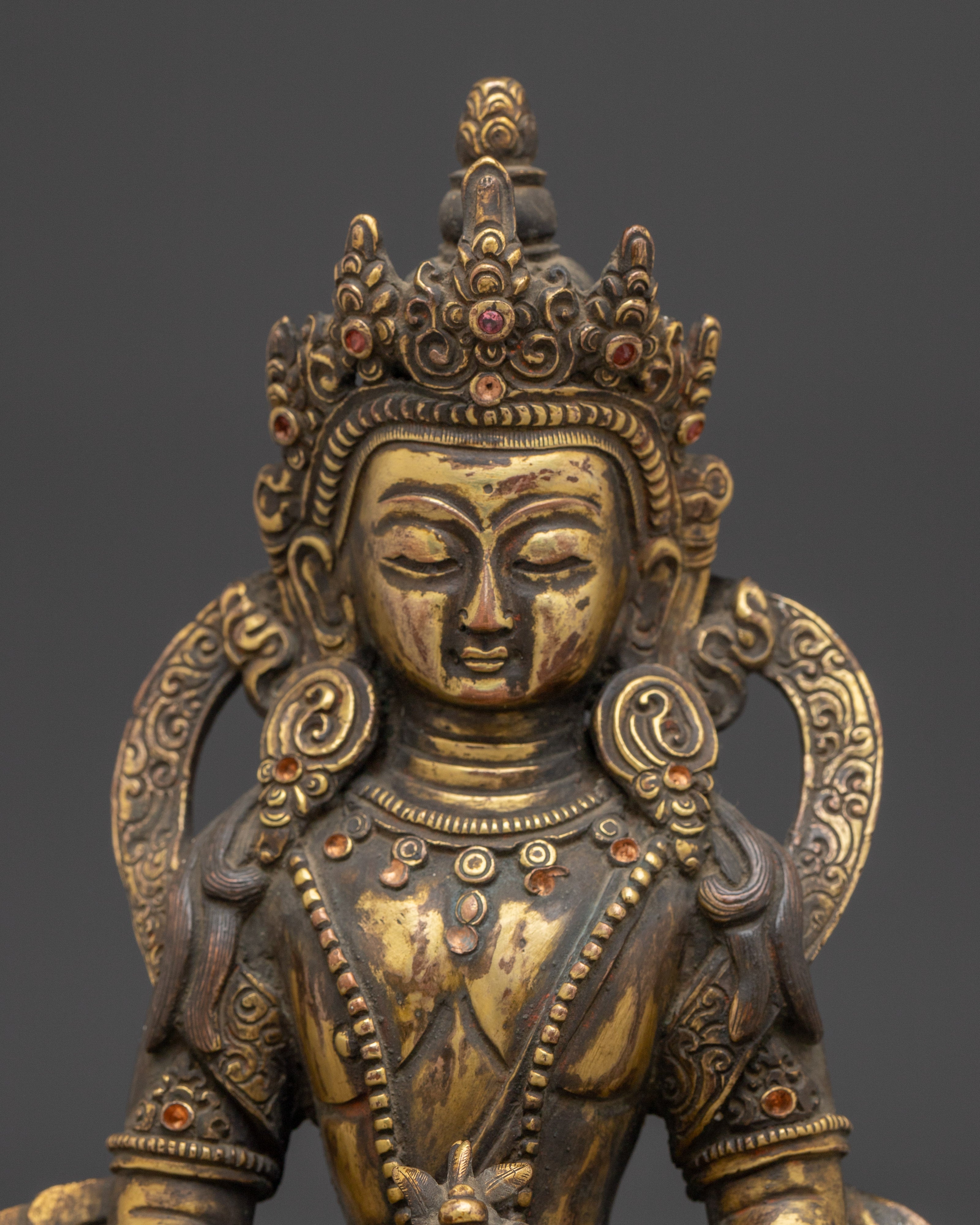 Handcrafted Copper Amitayus Statue | Tibetan Buddha Sculpture