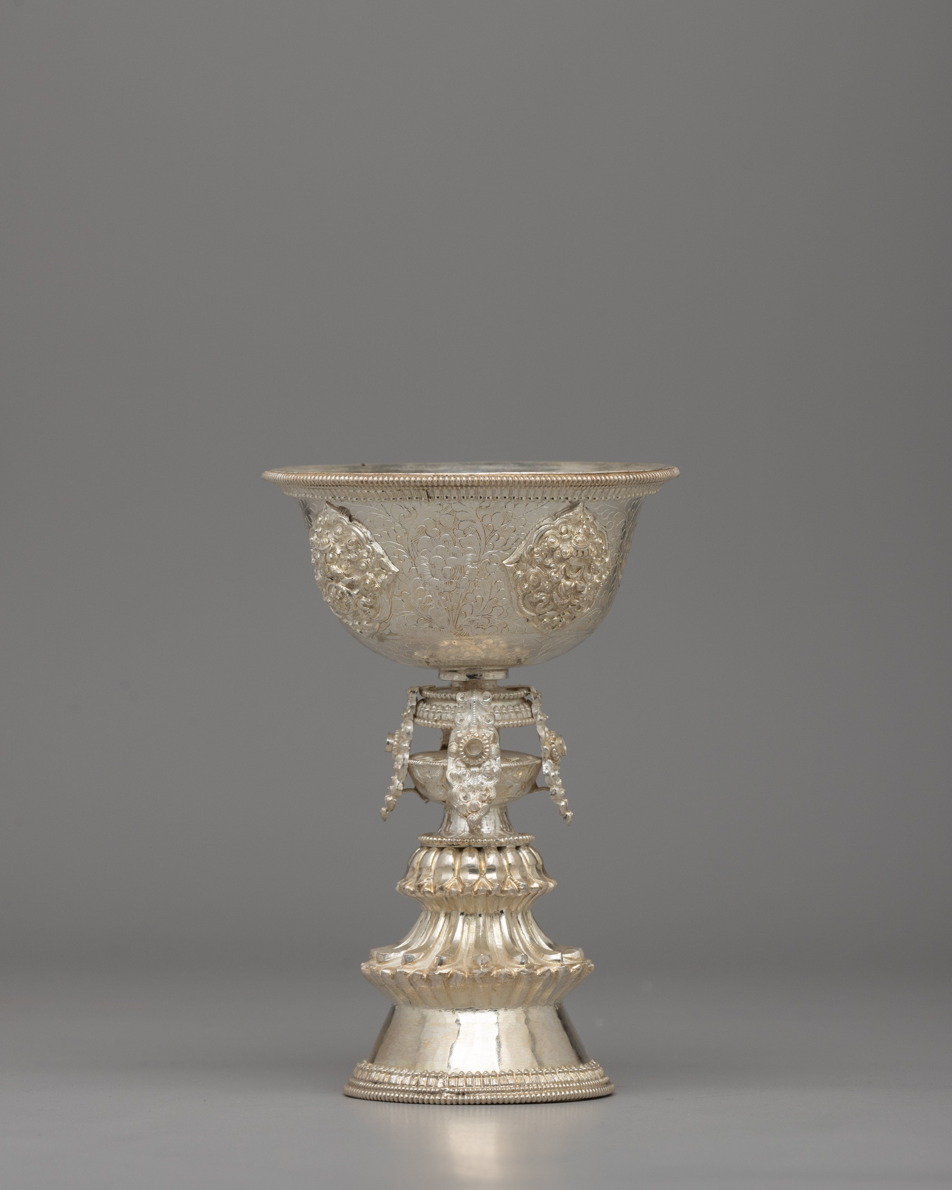 Handcrafted Silver Tibetan Butter Lamp
