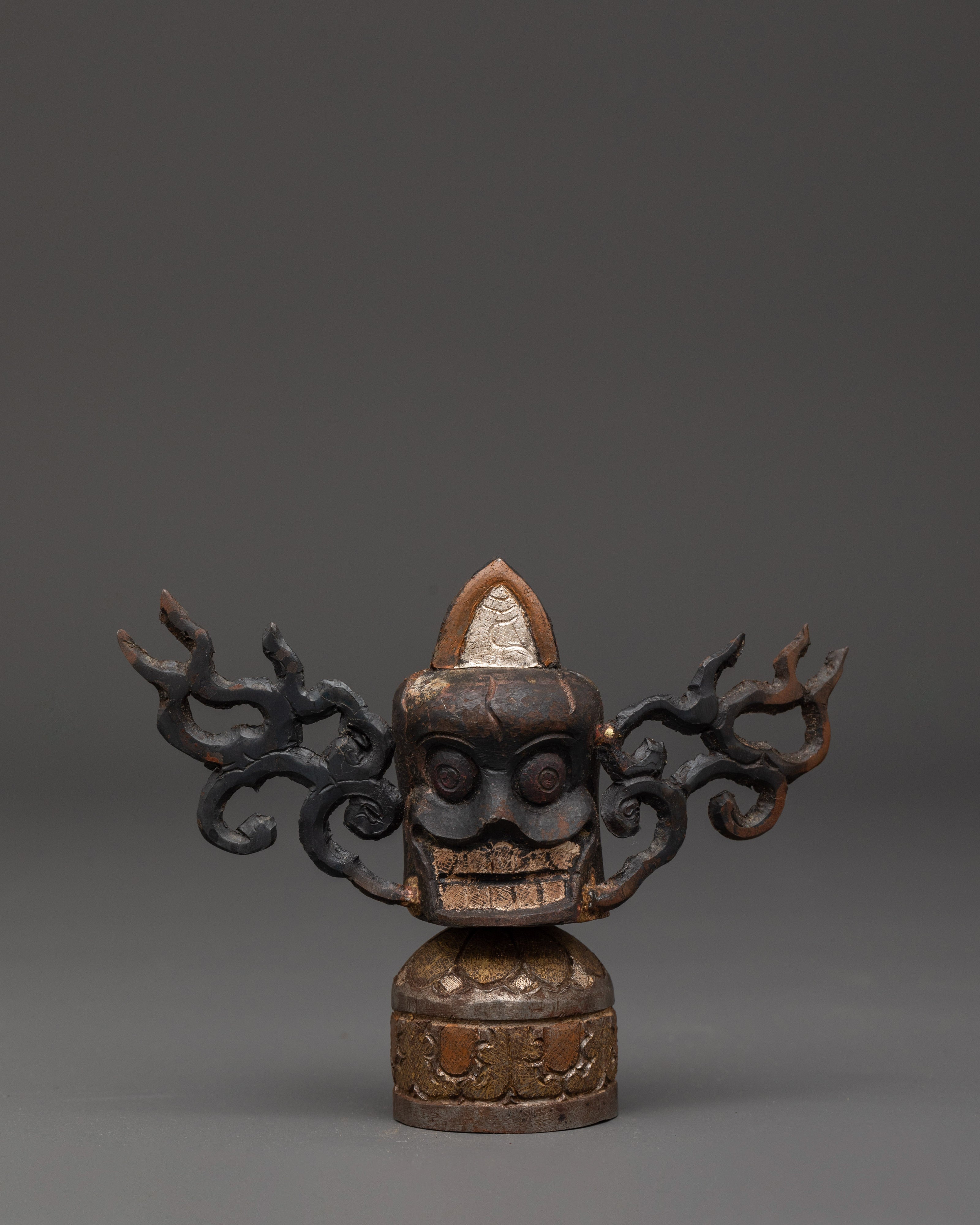 Silver Inlaid Skull Head