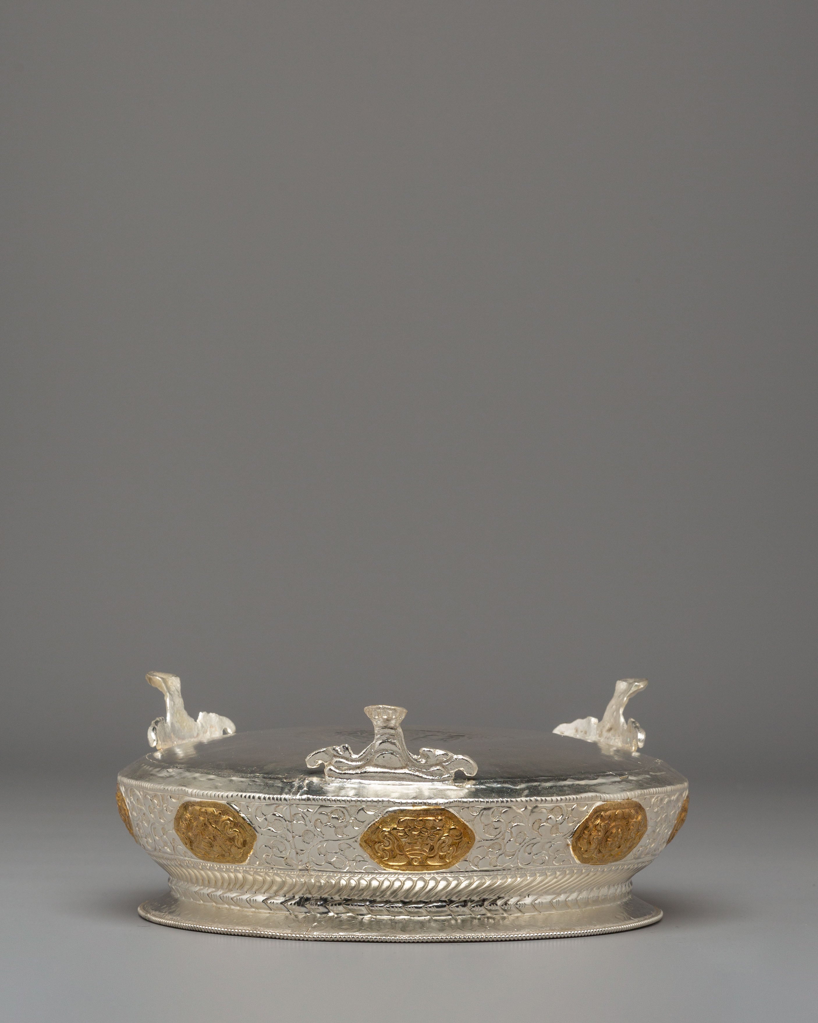 Sacred Silver Plated Khadkulo | Handcrafted Brass Ritual Bowl
