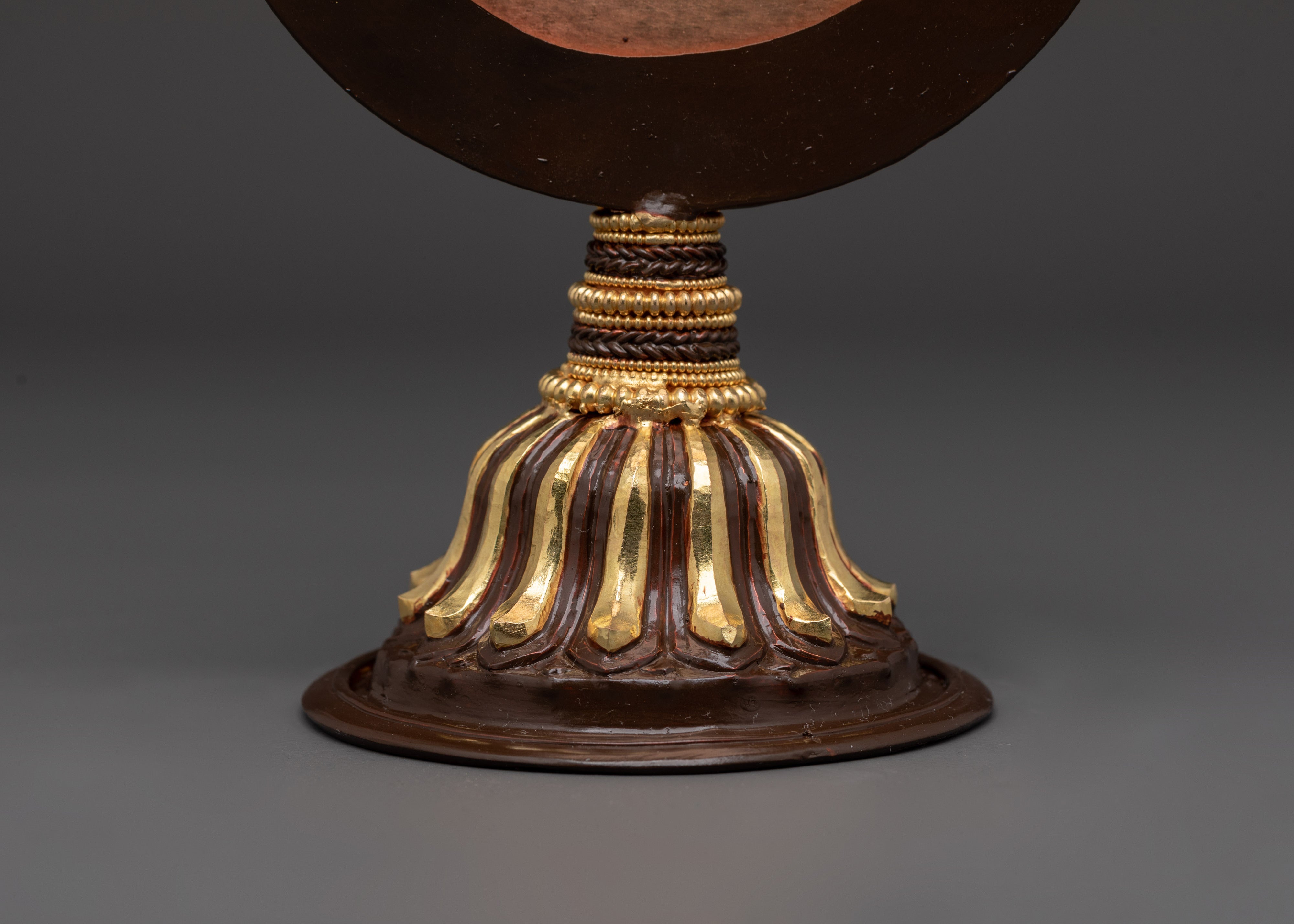Tibetan Buddhist Ritual Mirror | Handmade Gold-Plated Copper Melong