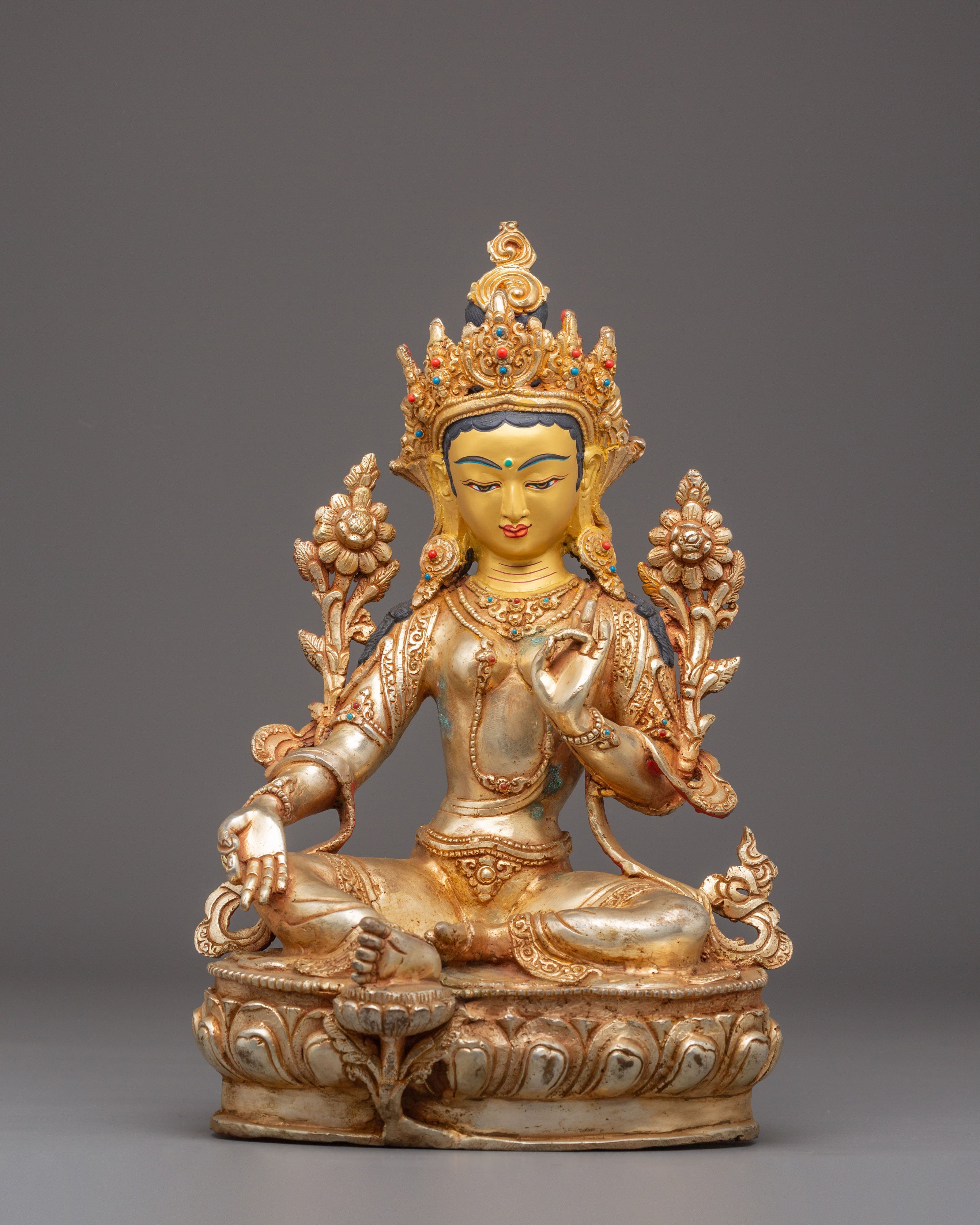 Compassionate Bodhisattva Shyama Tara Statue | Green Tara Tibetan Figurine