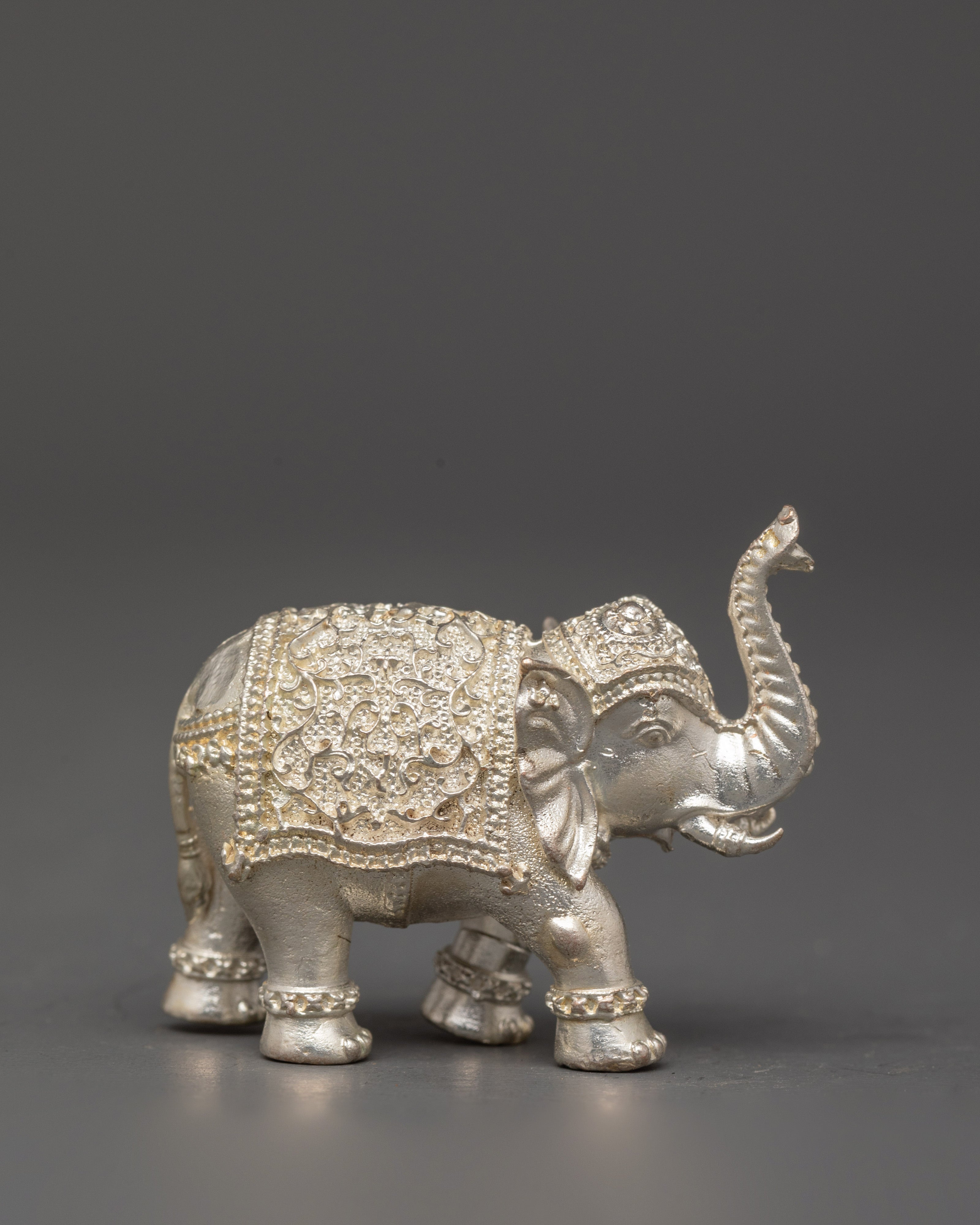 Silver Plated Elephant Figurine | Small Decor Elephant Statue for Home & Office