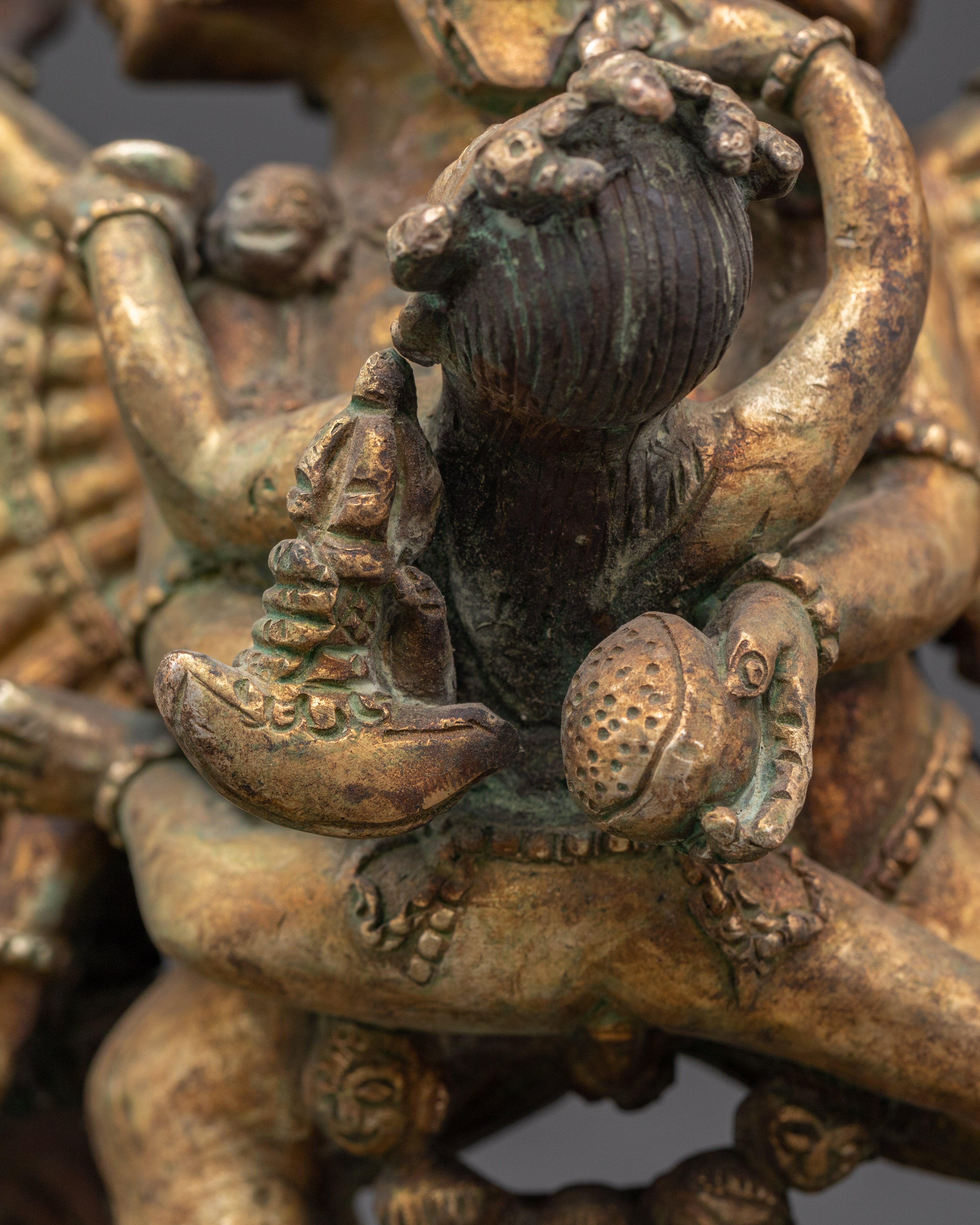 Handmade Gold Plated Yamantaka Statue | Copper Spiritual Art