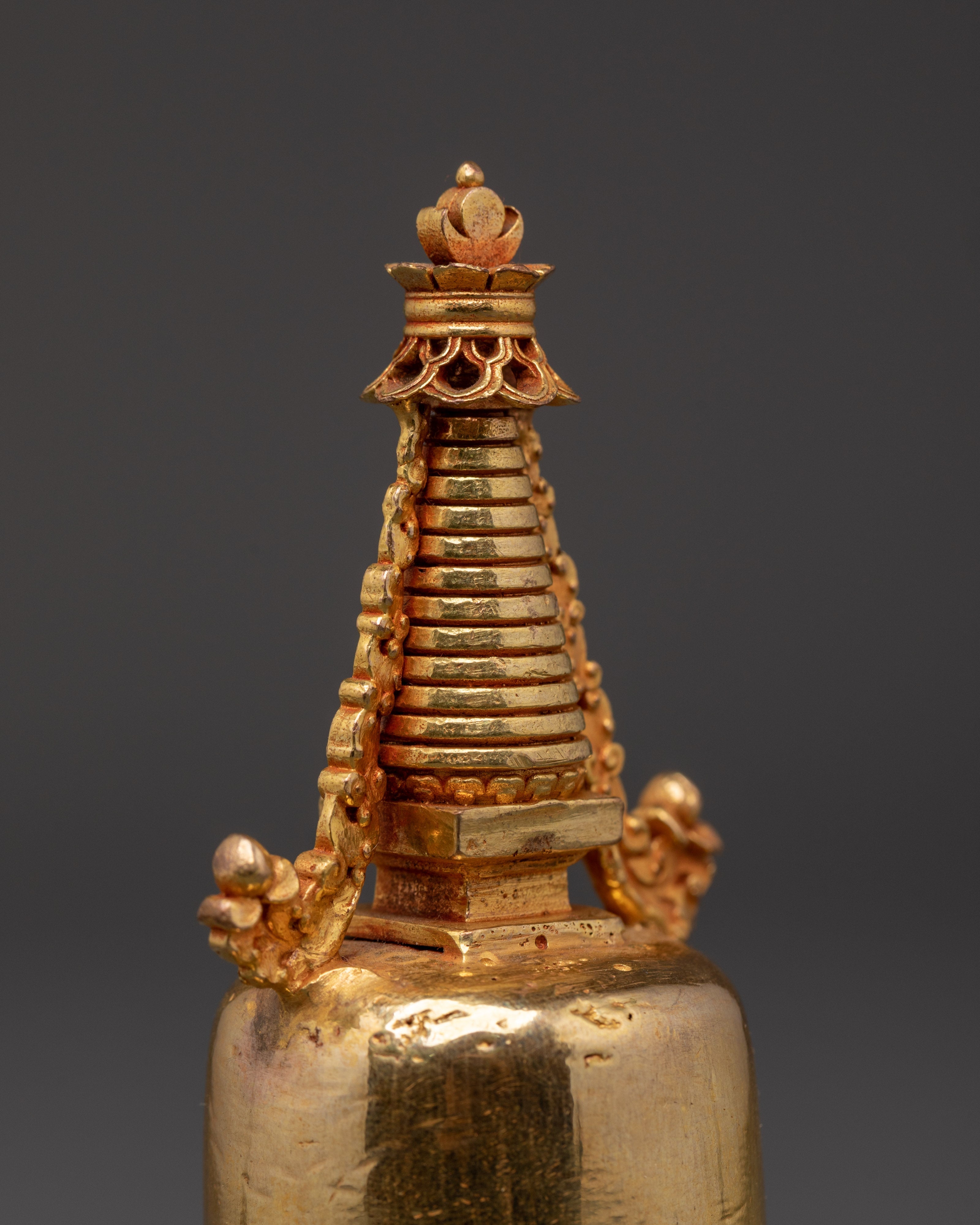 Enlightenment Copper Stupa | Handcrafted Gold Plated Tibetan Buddhist Statue