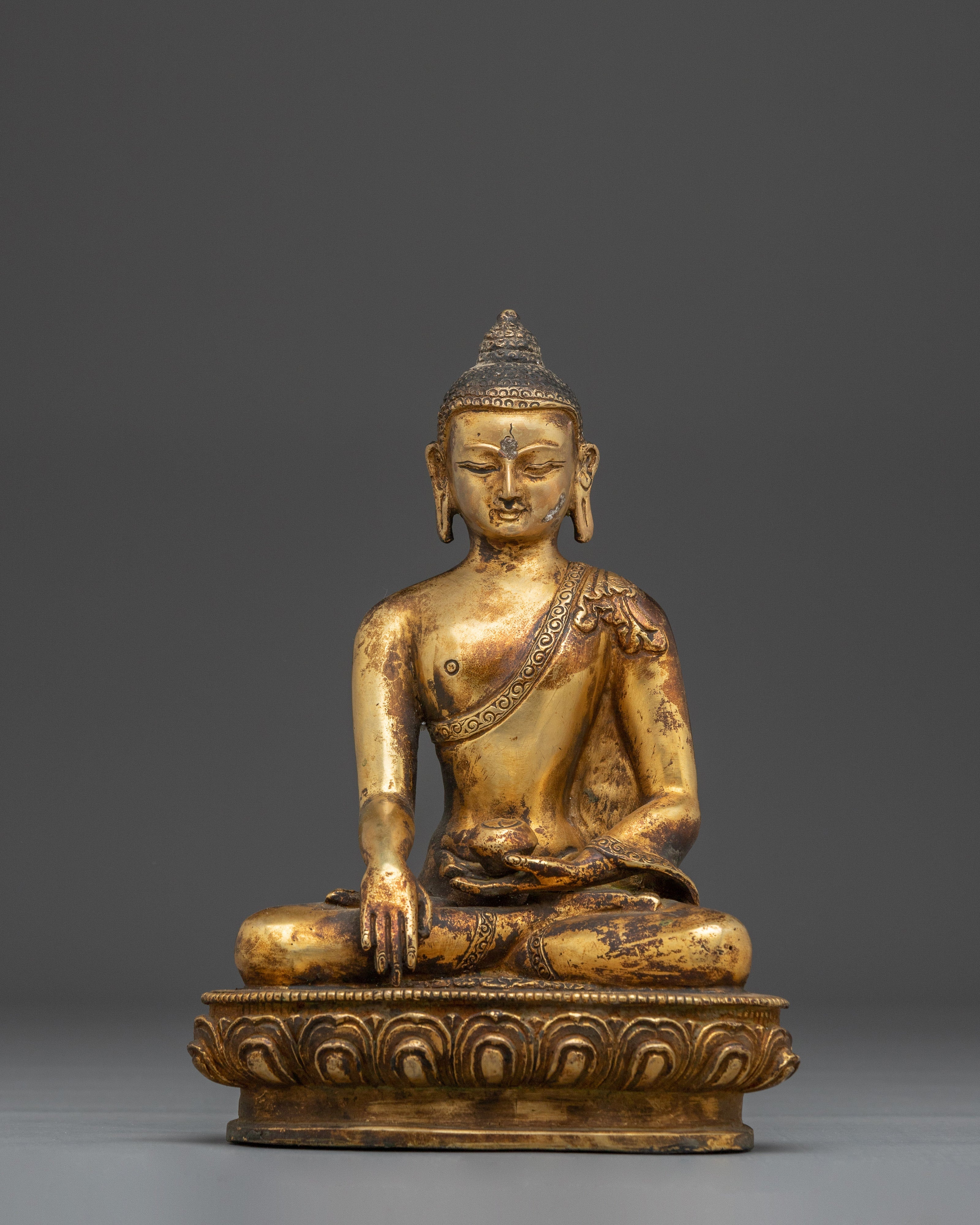 Copper Gold Plated Shakyamuni Buddha Statue