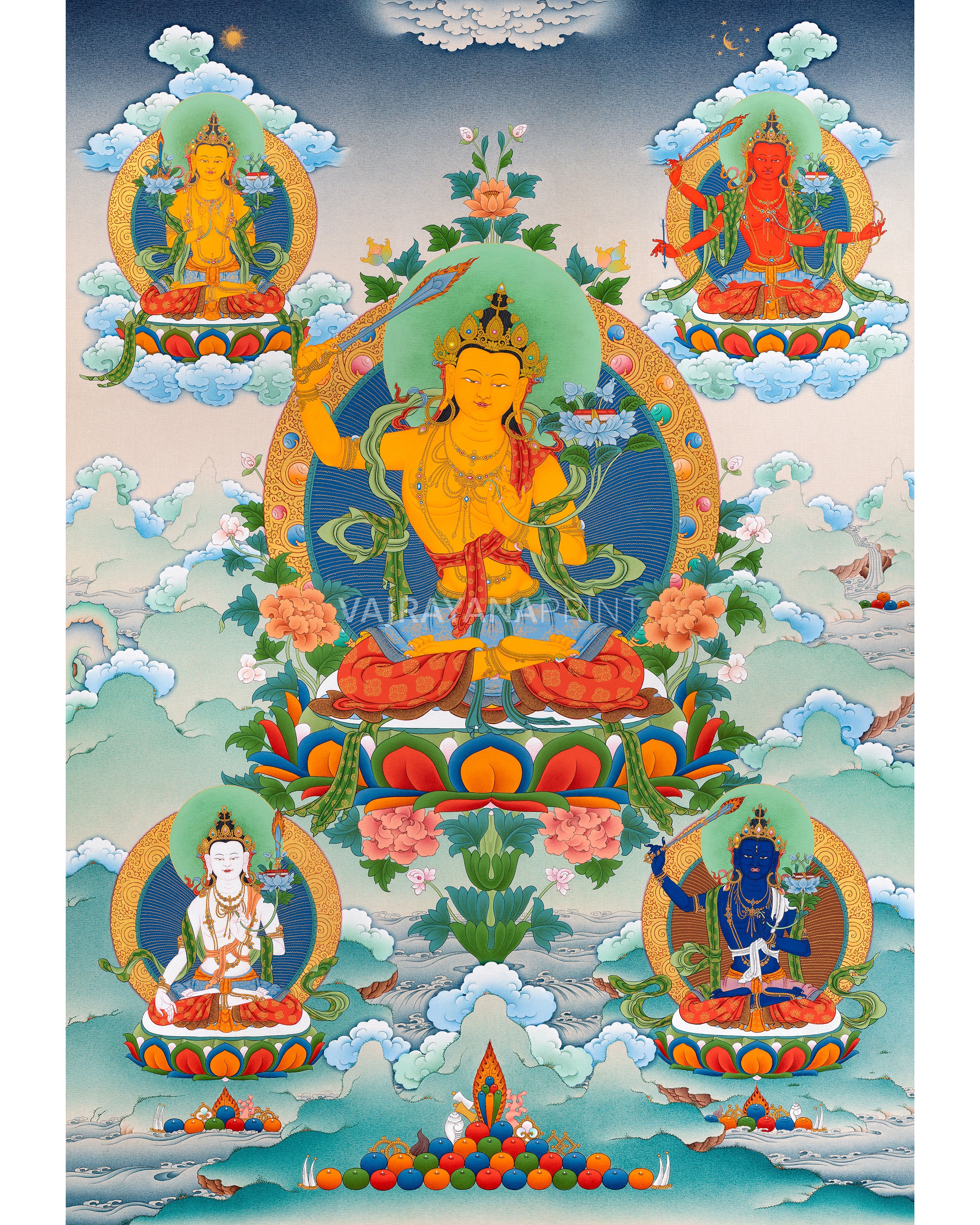 5 Manjushri Manifestations of the Divine Wisdom Buddha | Canvas Print