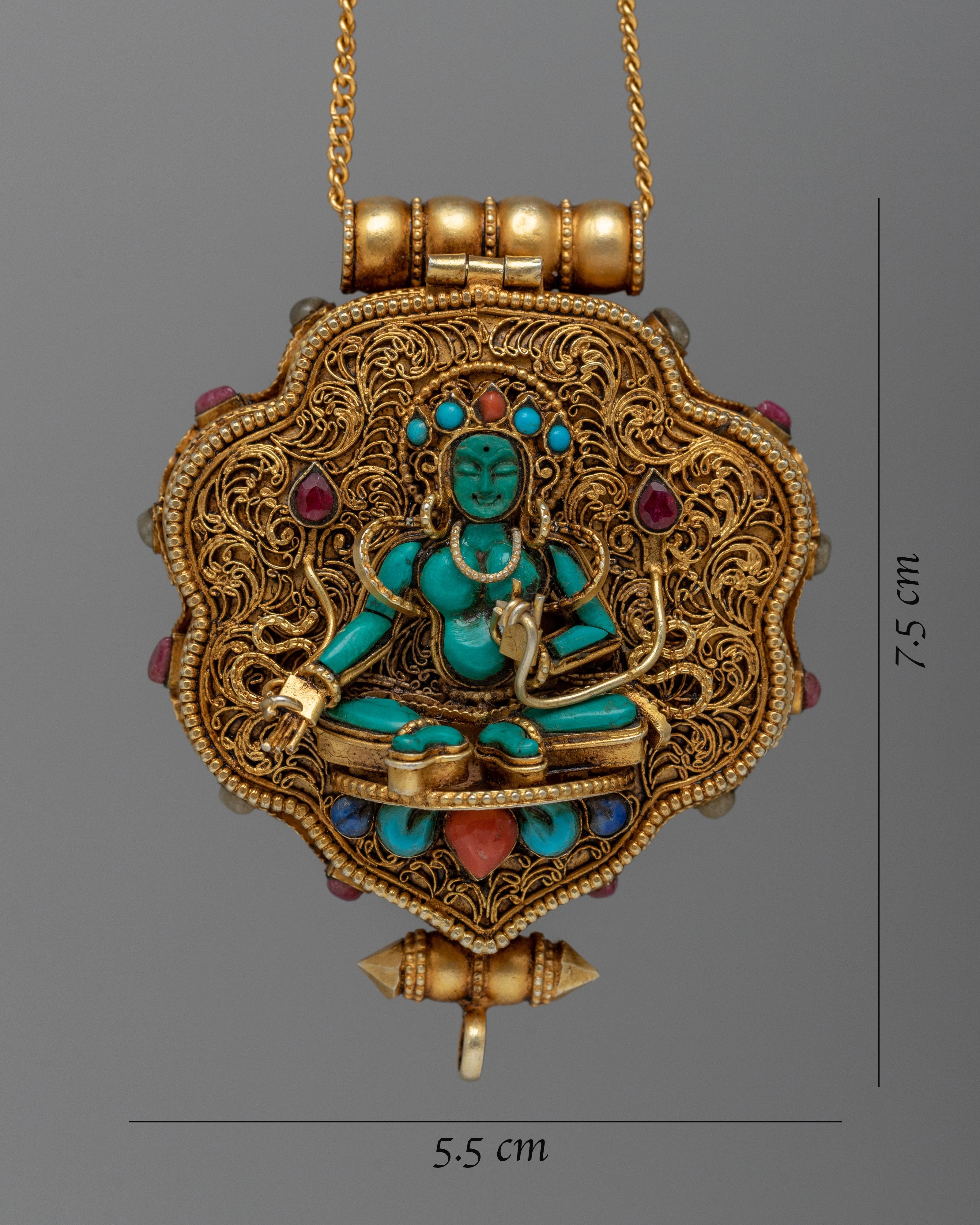 Green Tara Ghau Box Locket | A Sacred Amulet Infused with Divine Blessings