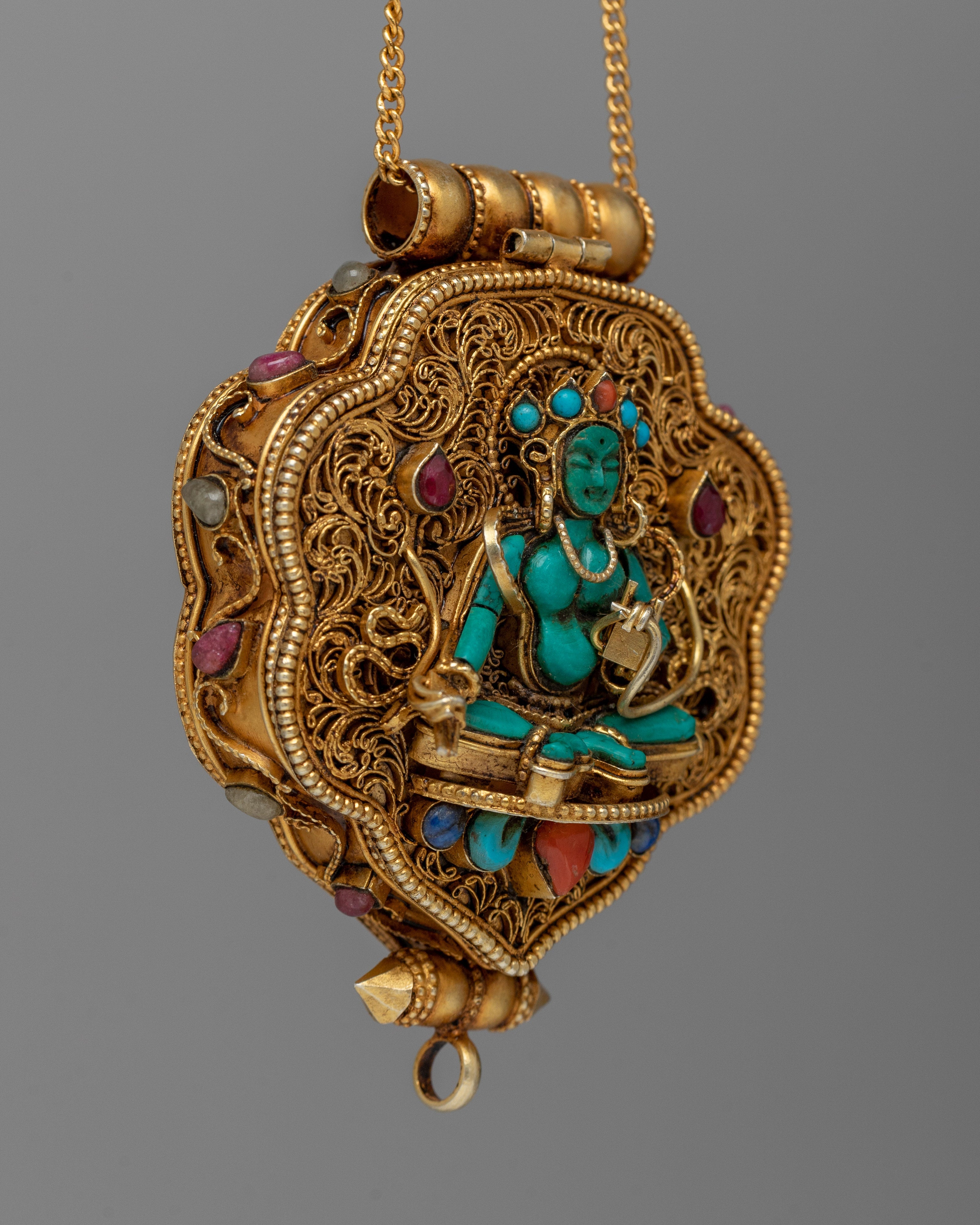 Green Tara Ghau Box Locket | A Sacred Amulet Infused with Divine Blessings