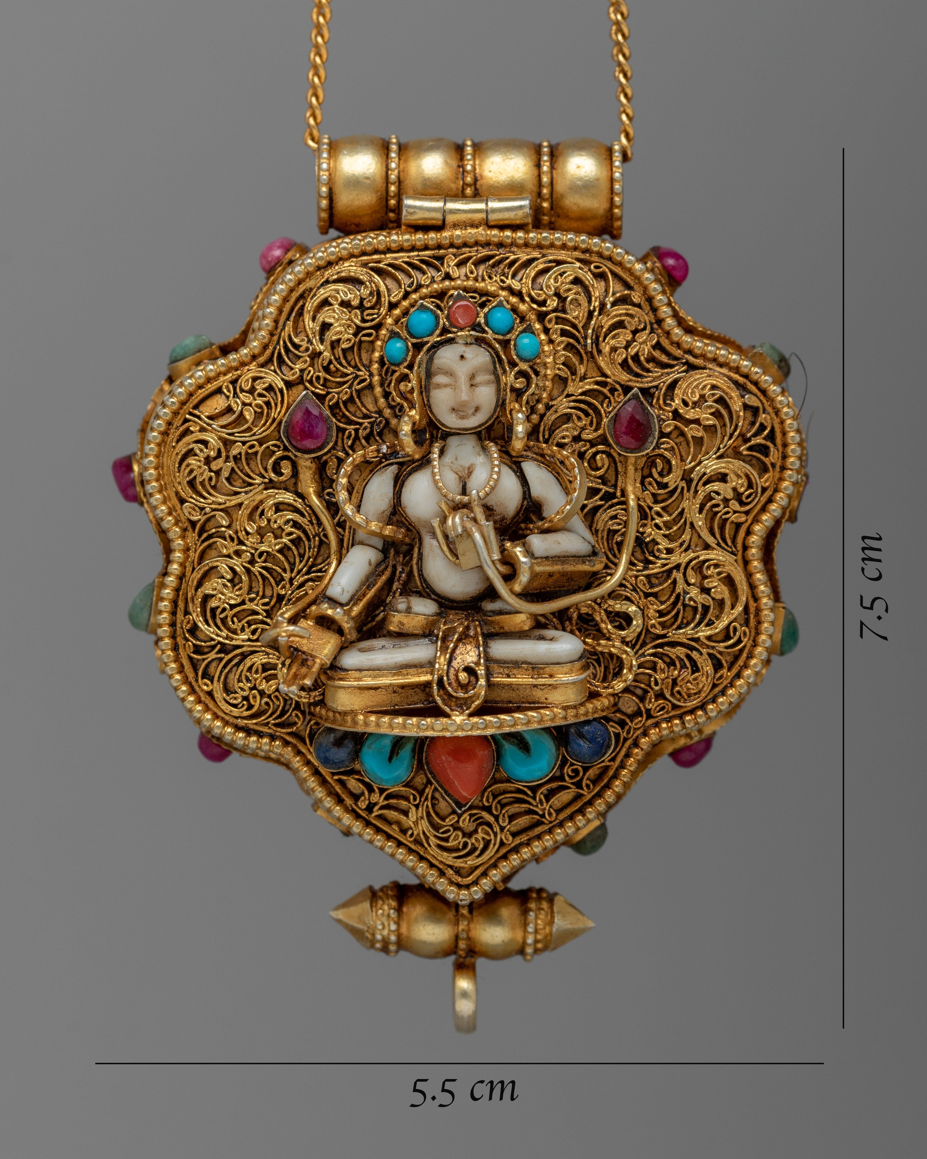 White Tara Ghau Box Locket | Divine Amulet for Spiritual Wellness