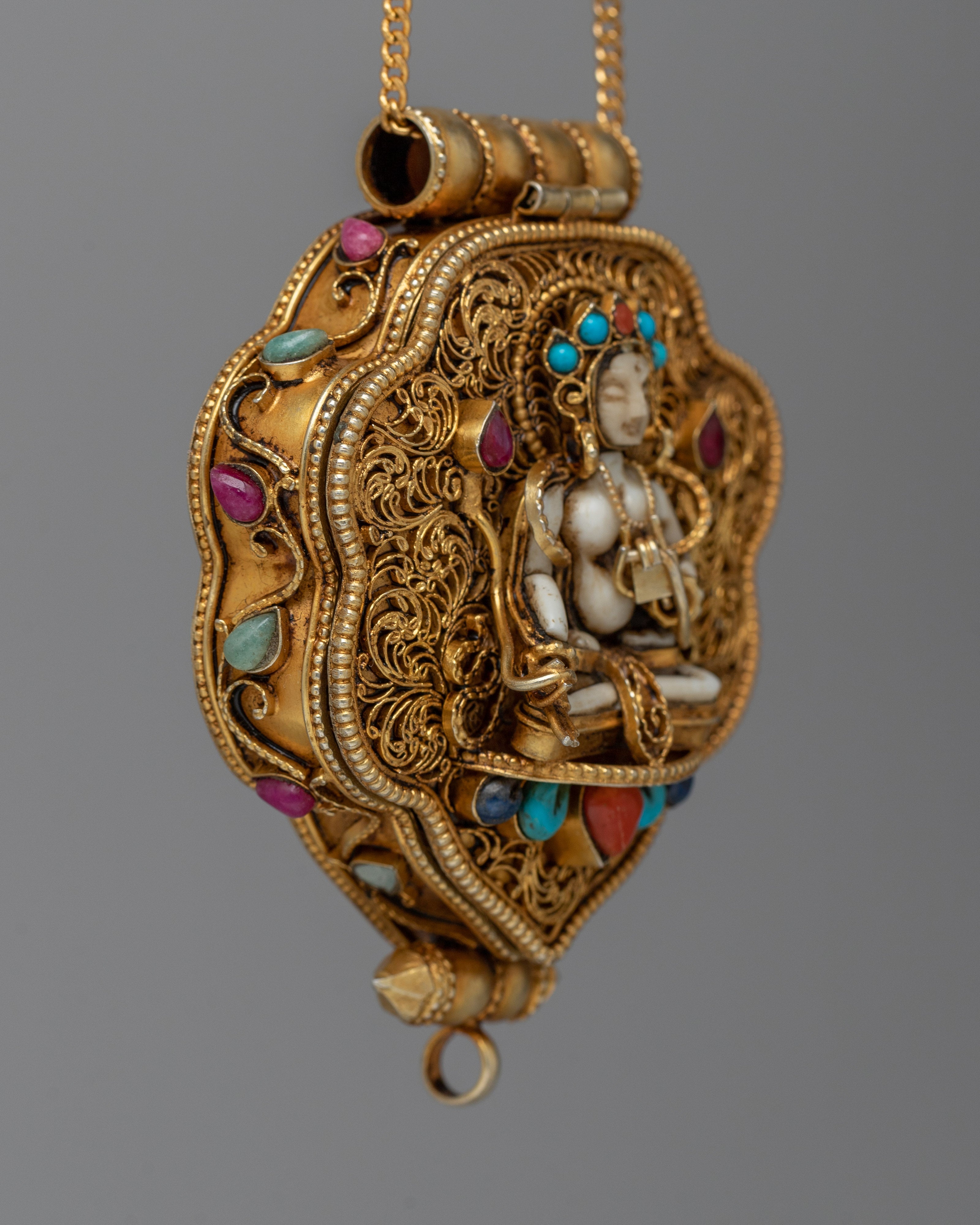 White Tara Ghau Box Locket | Divine Amulet for Spiritual Wellness