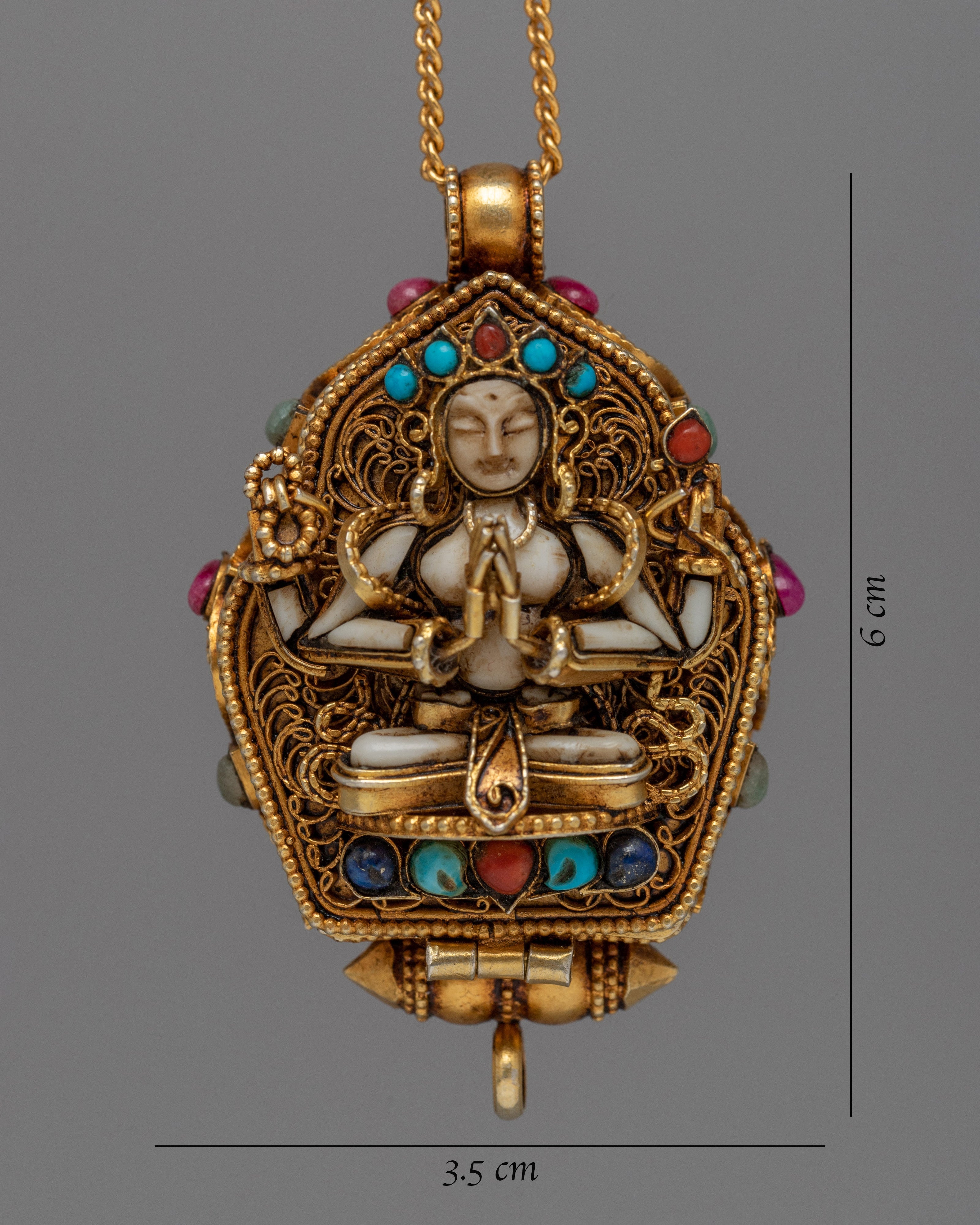 Chenresig Box Ghau Locket | Silver Amulet Symbolizing Compassion