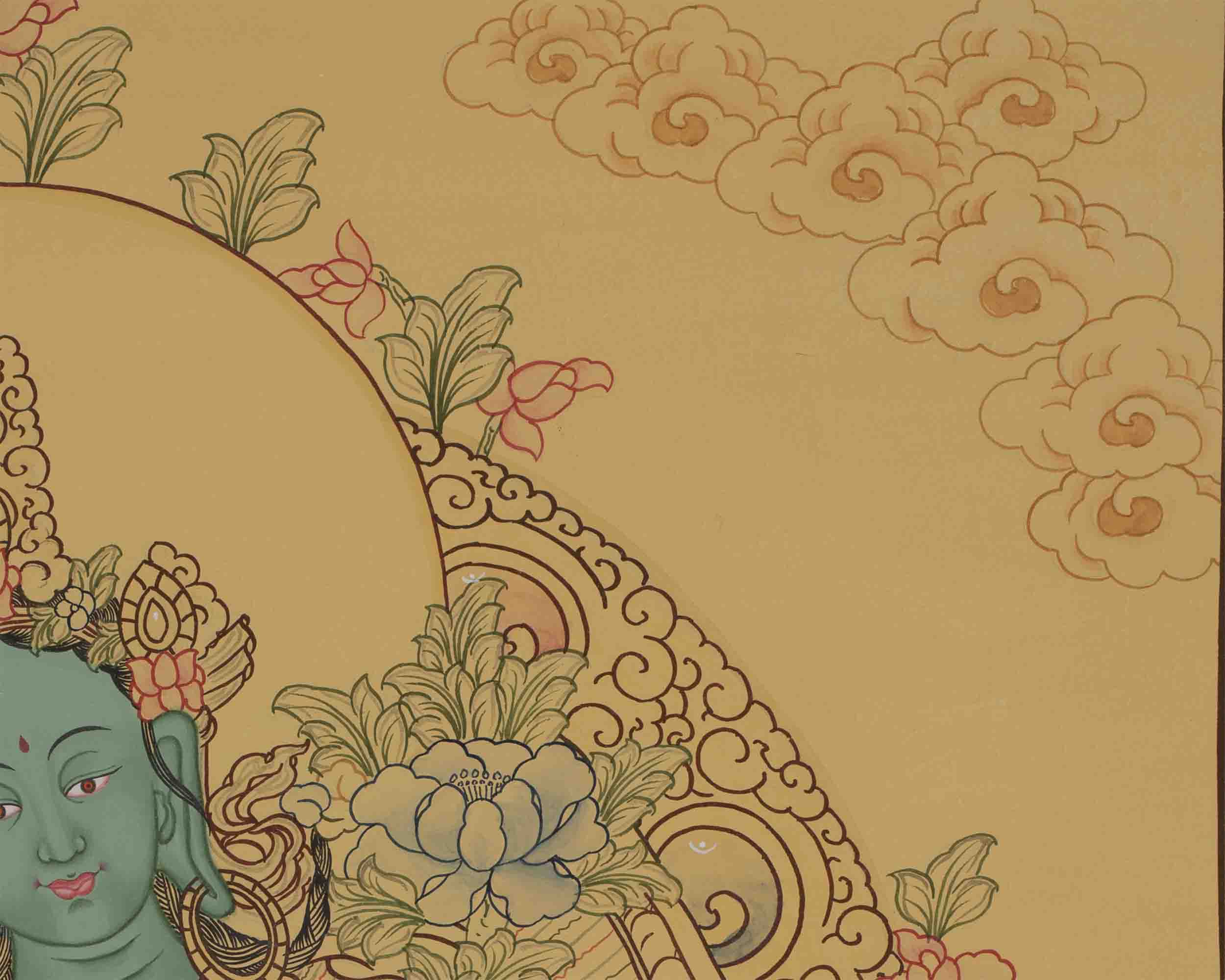 Beautifully Hand-Painted Green Tara | uddhist Traditional Painting