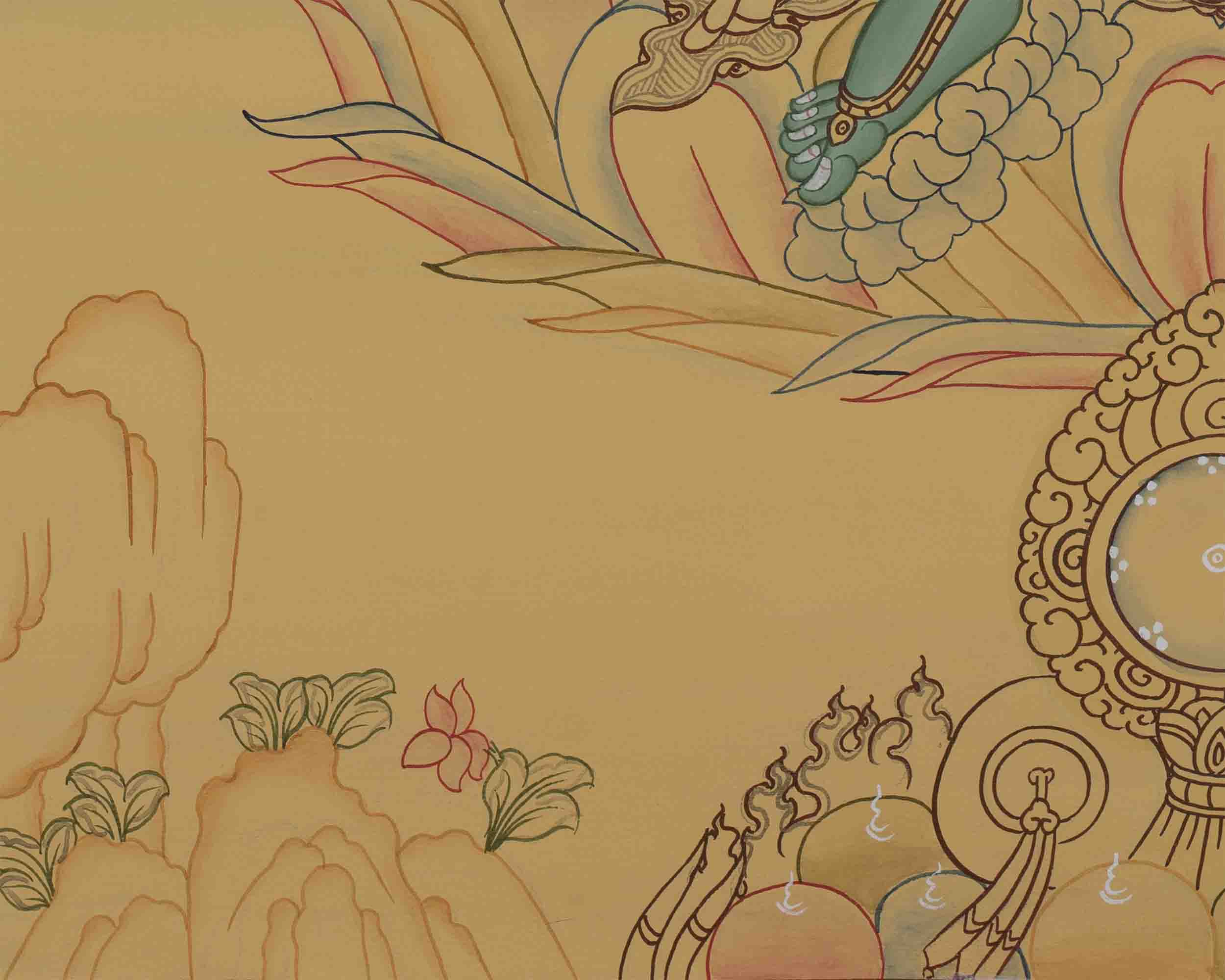 Beautifully Hand-Painted Green Tara | uddhist Traditional Painting