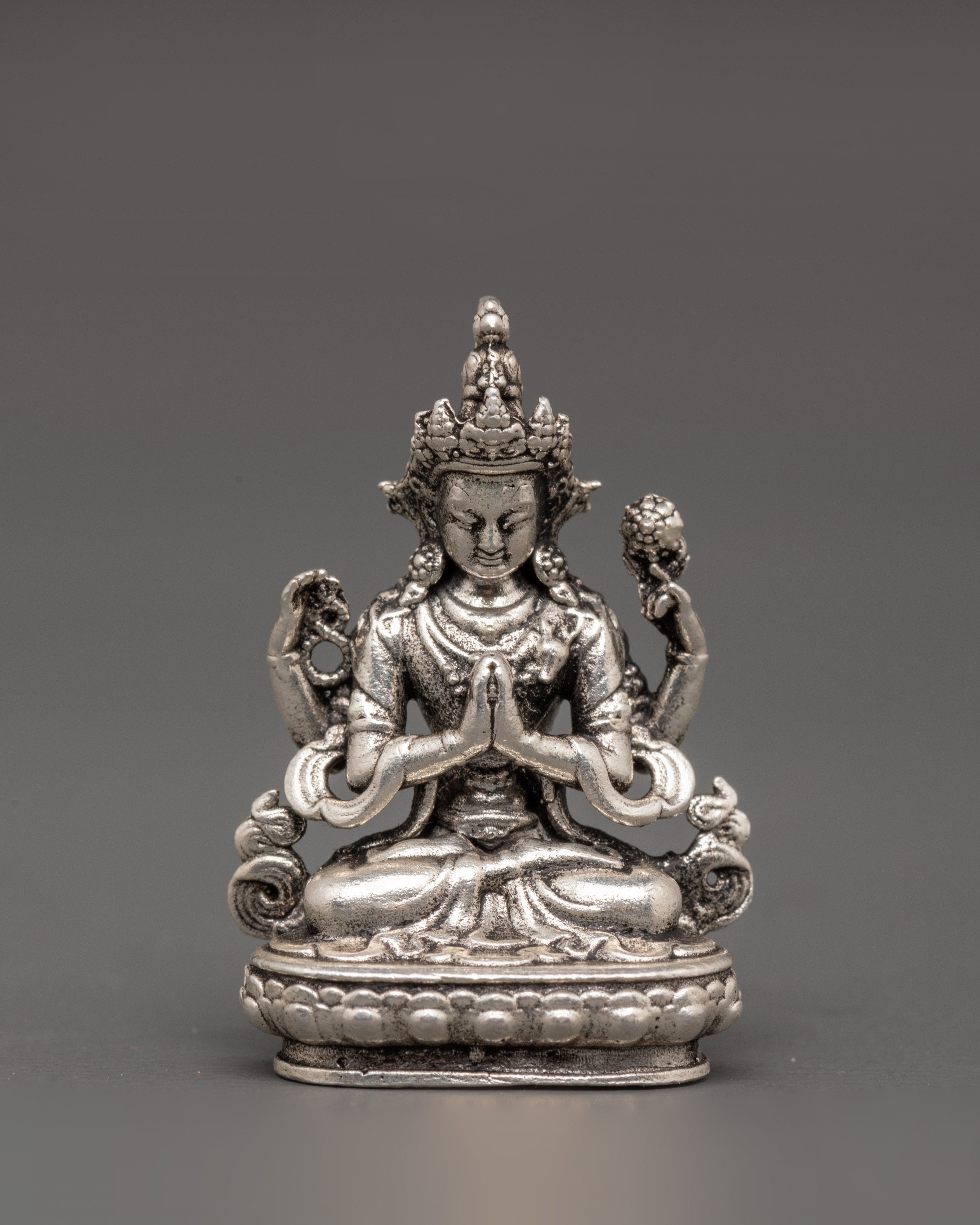 Handcrafted 98% Silver Chenresig Locket