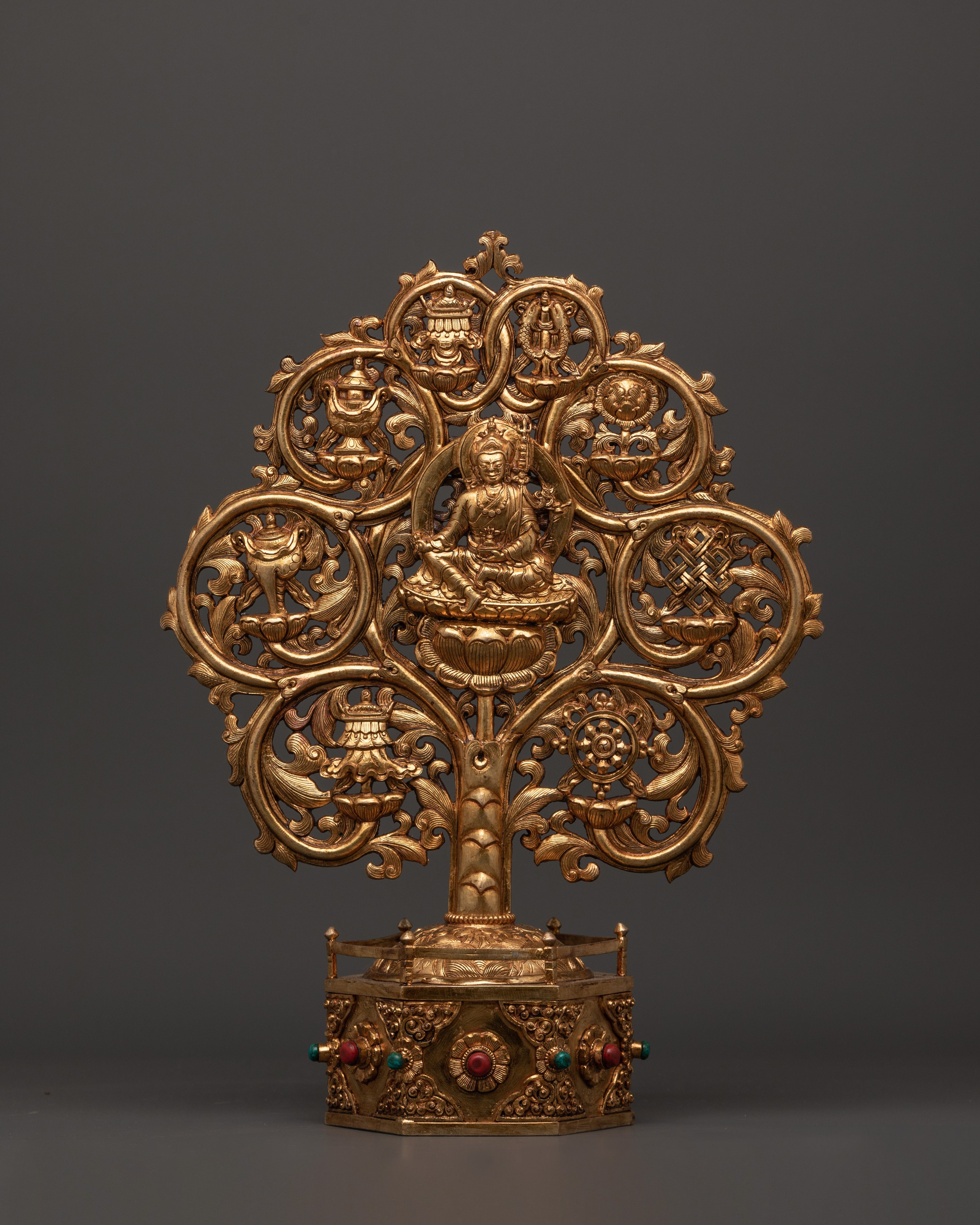 Sacred Guru Rinpoche with 8 Auspicious Symbols