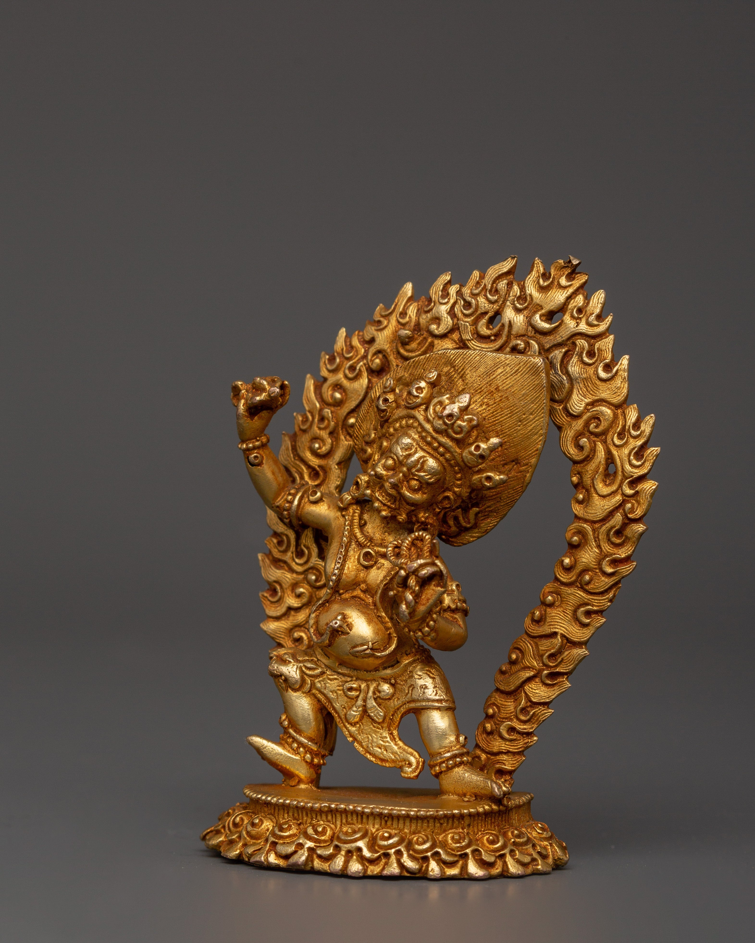 Gold-plated copper Vajrapani statue | Sacred Buddhist Decor