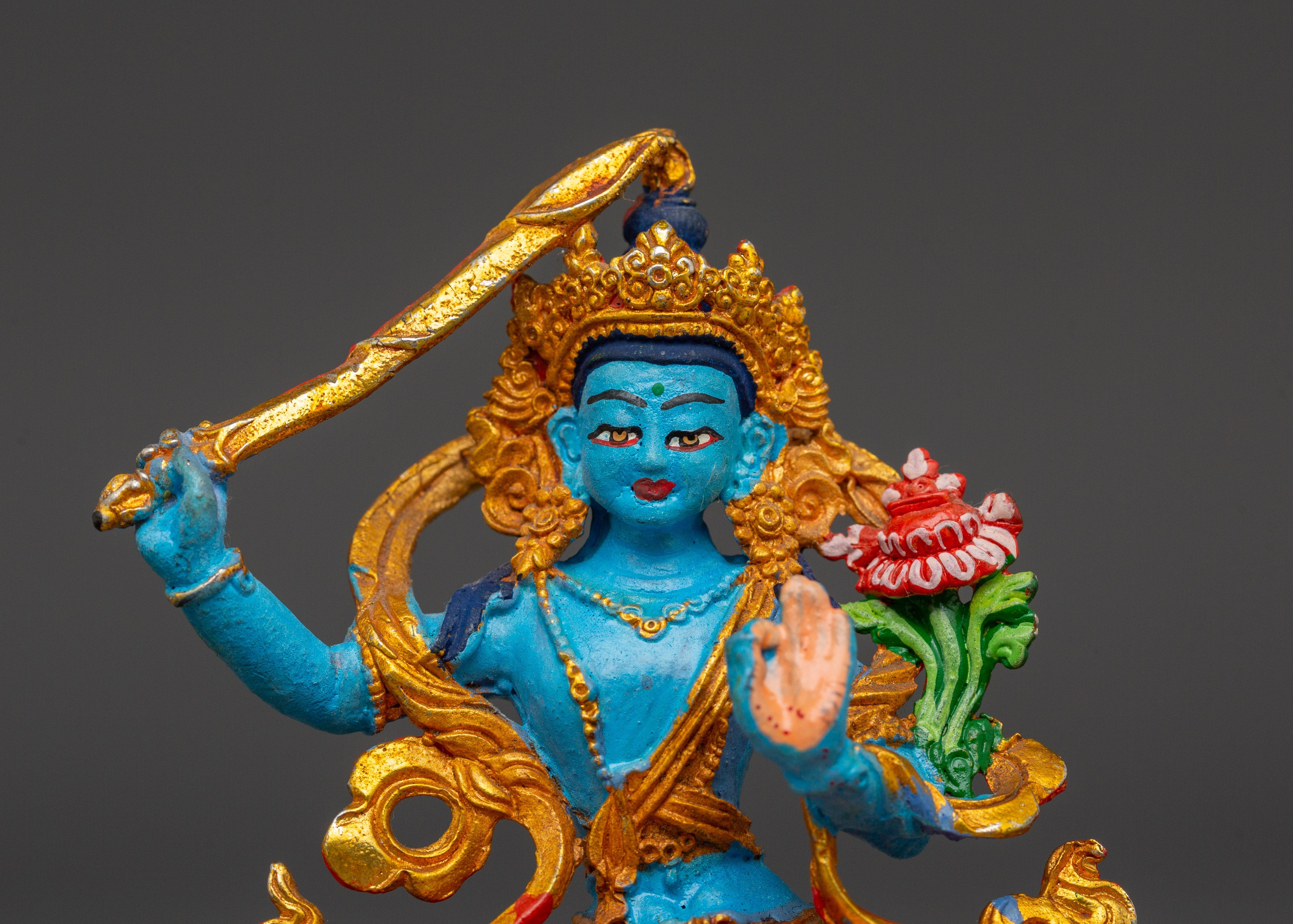 Manjushri Gold Plated Idol | Home Decor