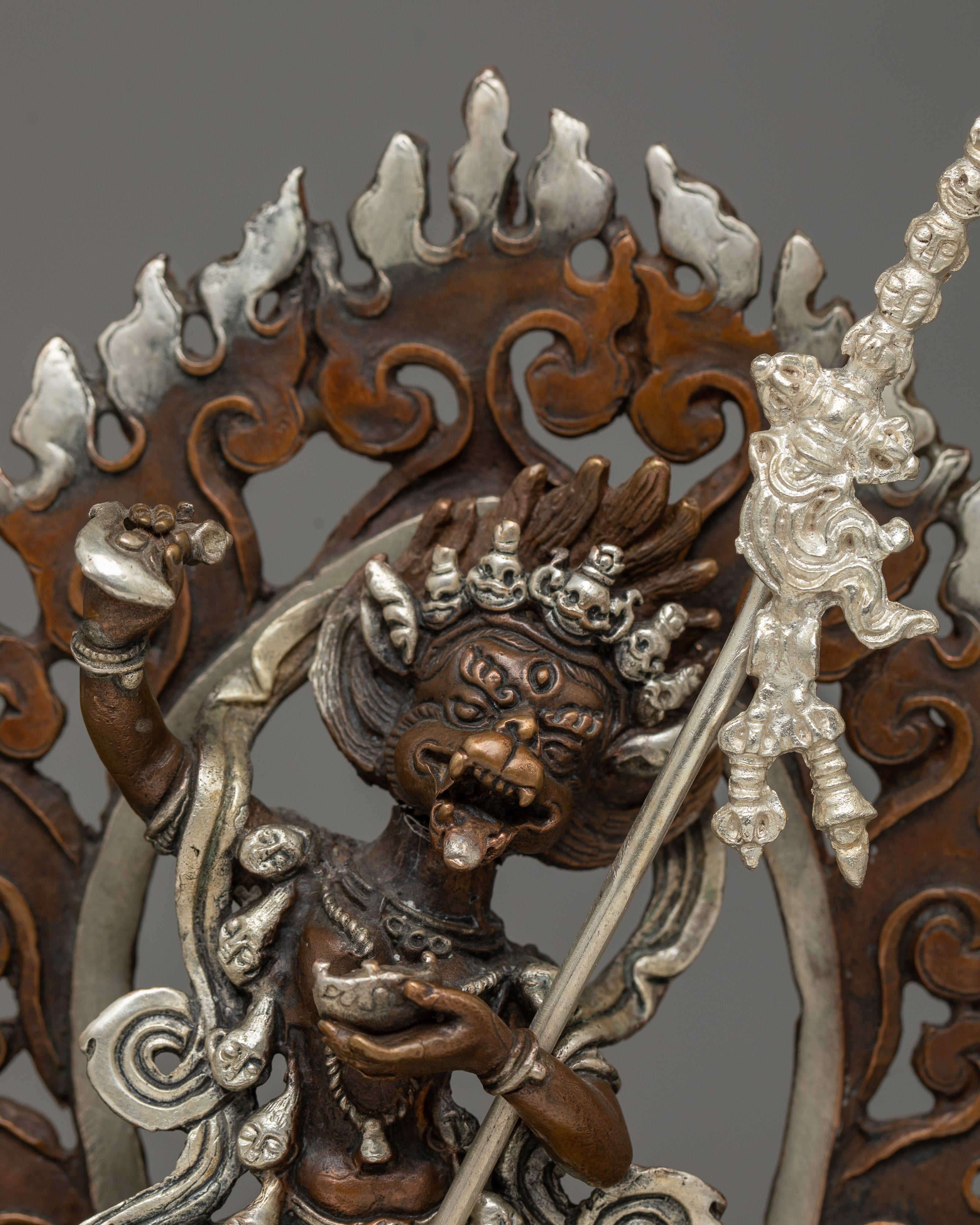 Machine Made Dakini Lion Head Statue | Symbol of Fierce Protection and Power