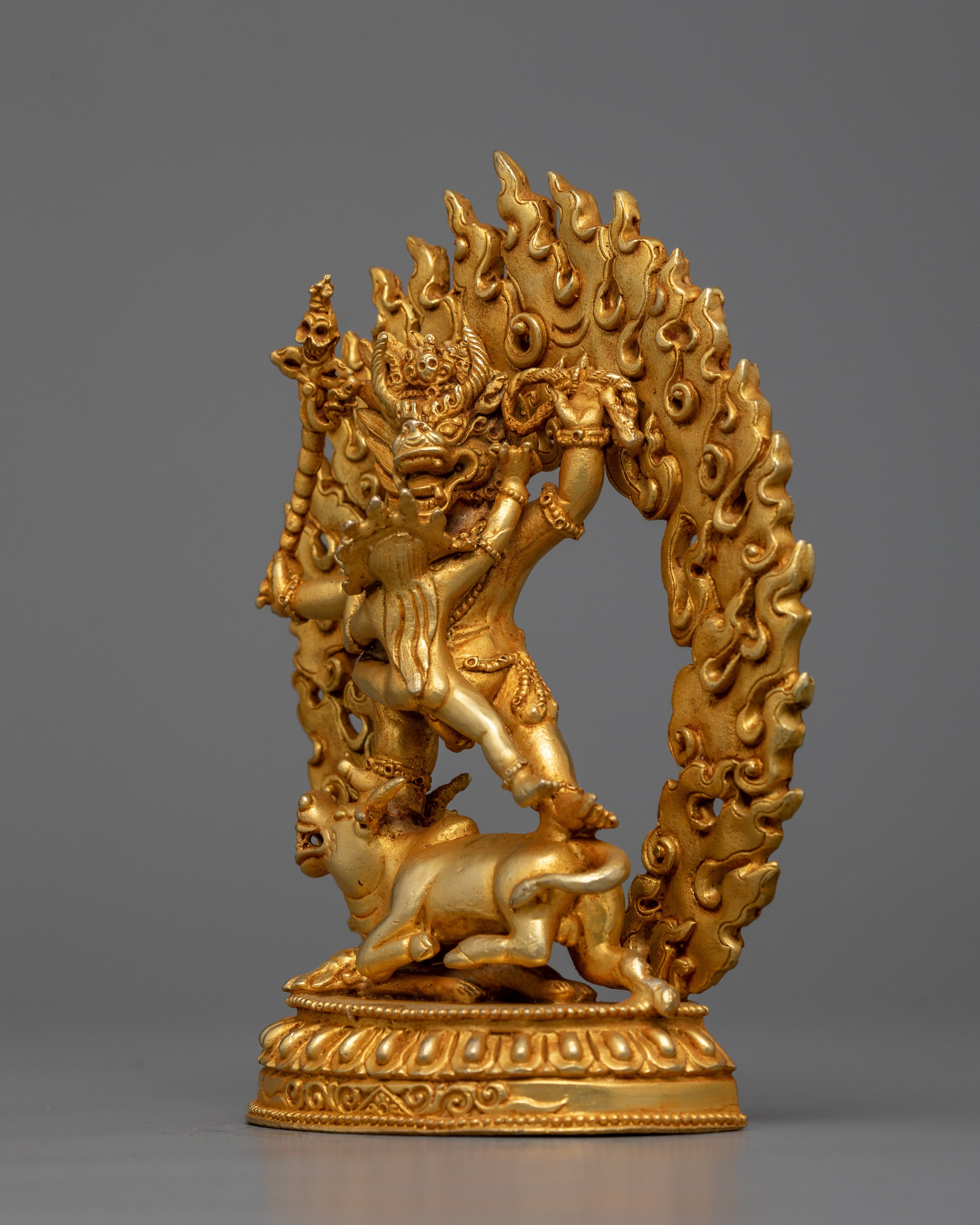 Gold Machine Made Yamantaka Statue | Symbolizing Wisdom and Compassion in Buddhist Tradition