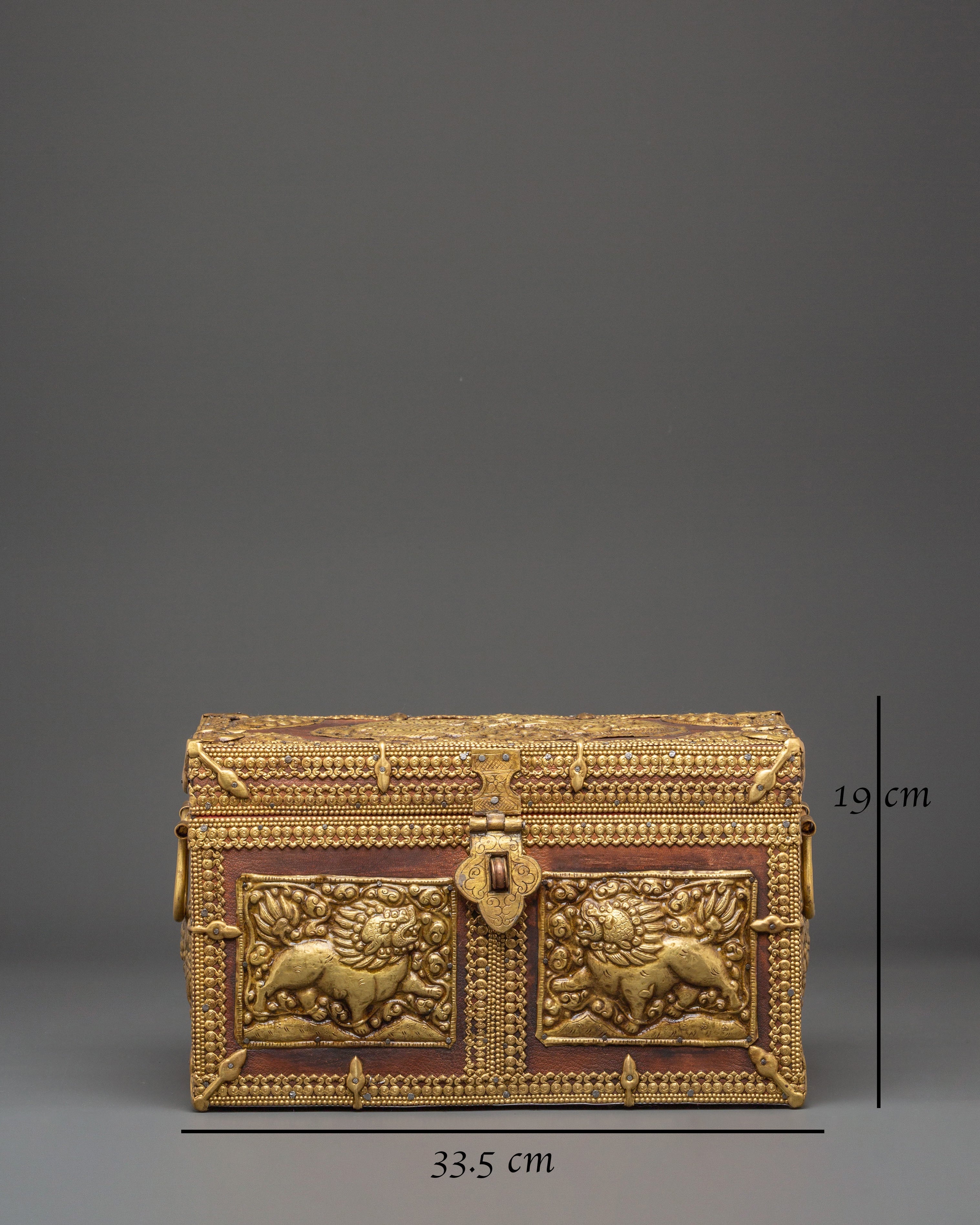 Tibetan Buddhist Box | Box with Guardian Lion Motifs