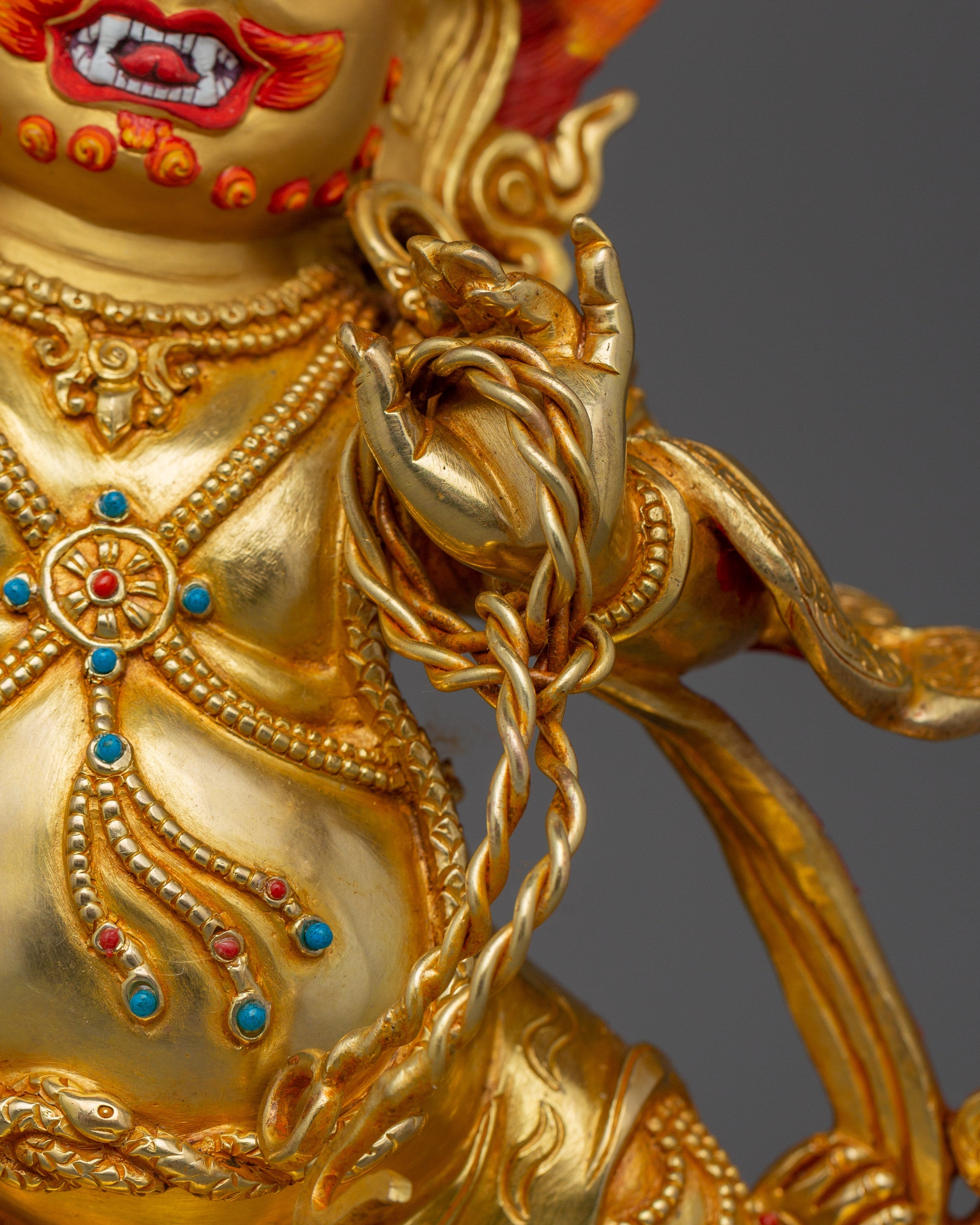 Divine Guardian Deity Vajrapani | 24K Gold Gilded Sculpture