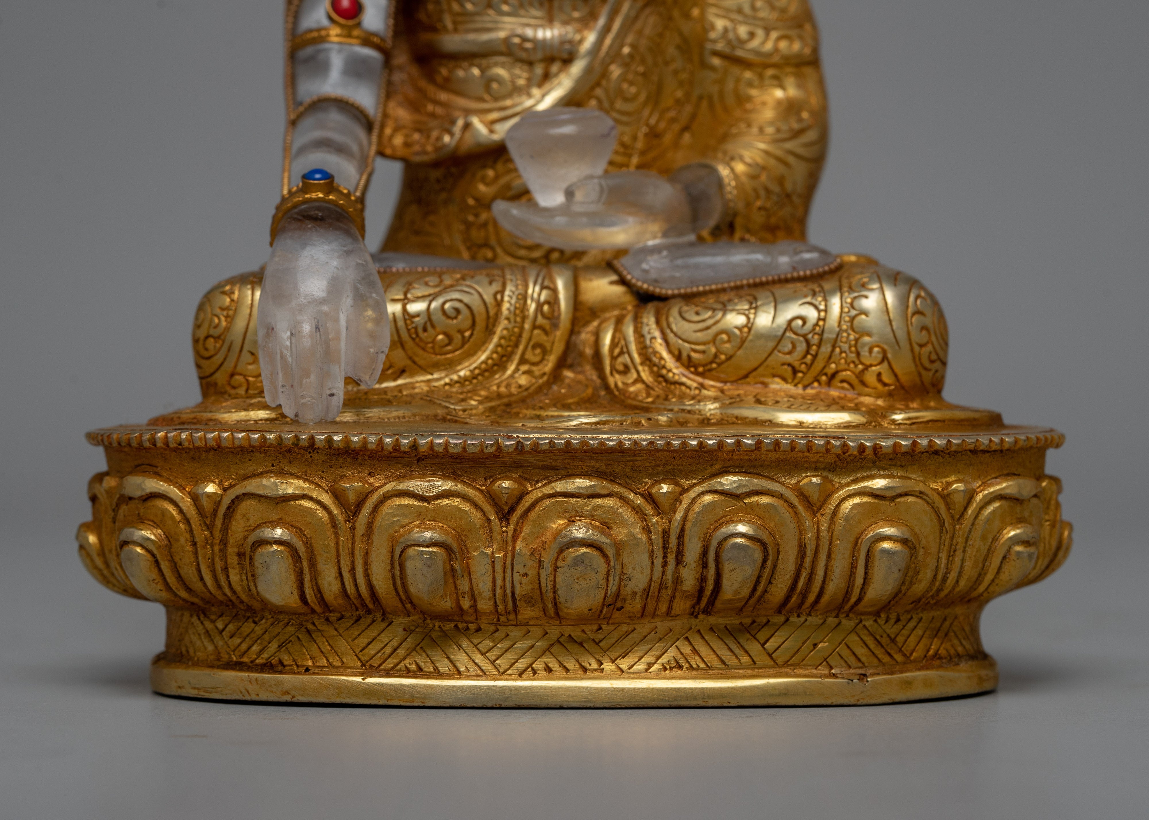 Crystal Copper Shakyamuni Buddha Statue | Exquisite Fusion of Precious Materials for Spiritual Elegance