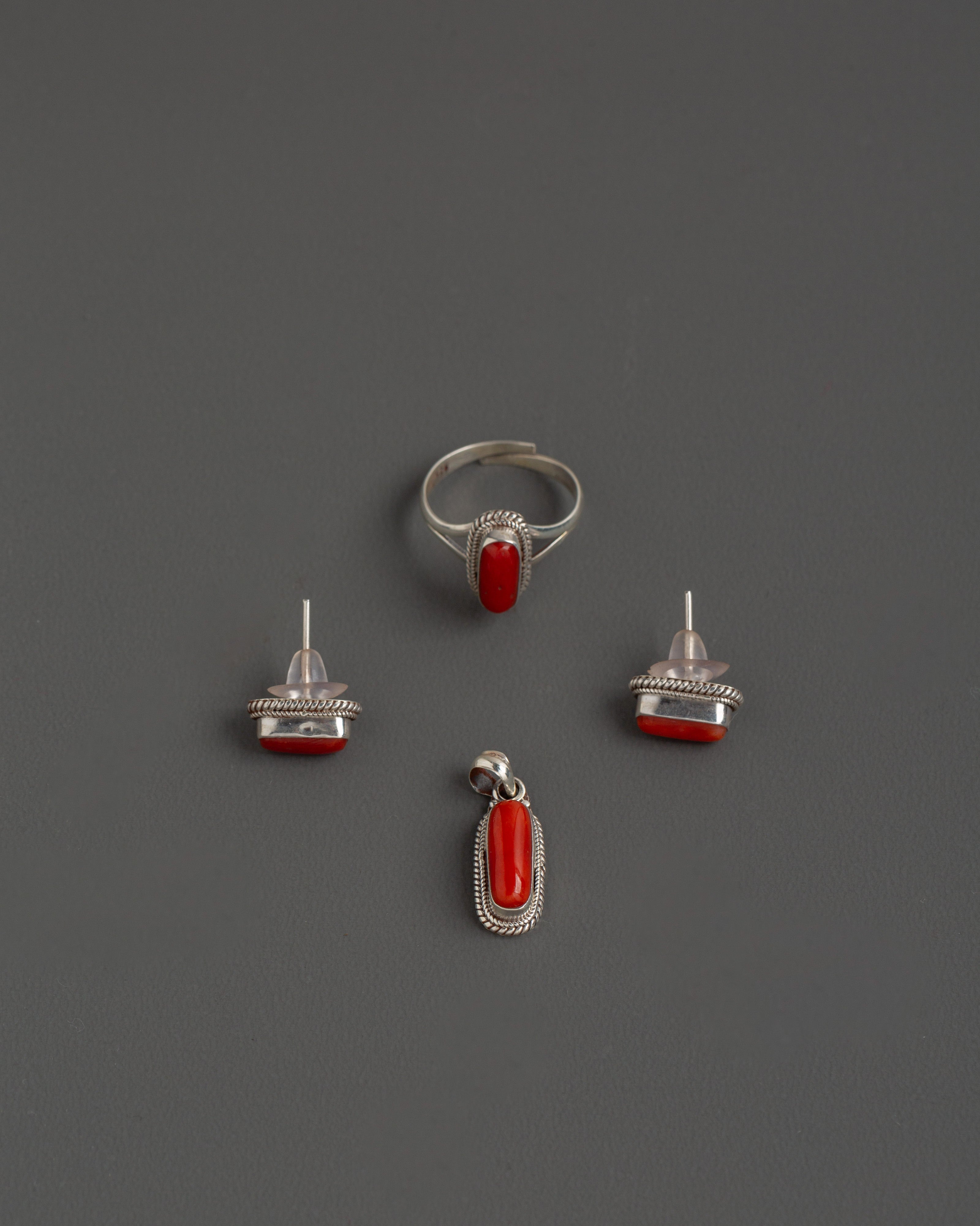 Red stone jewelry set