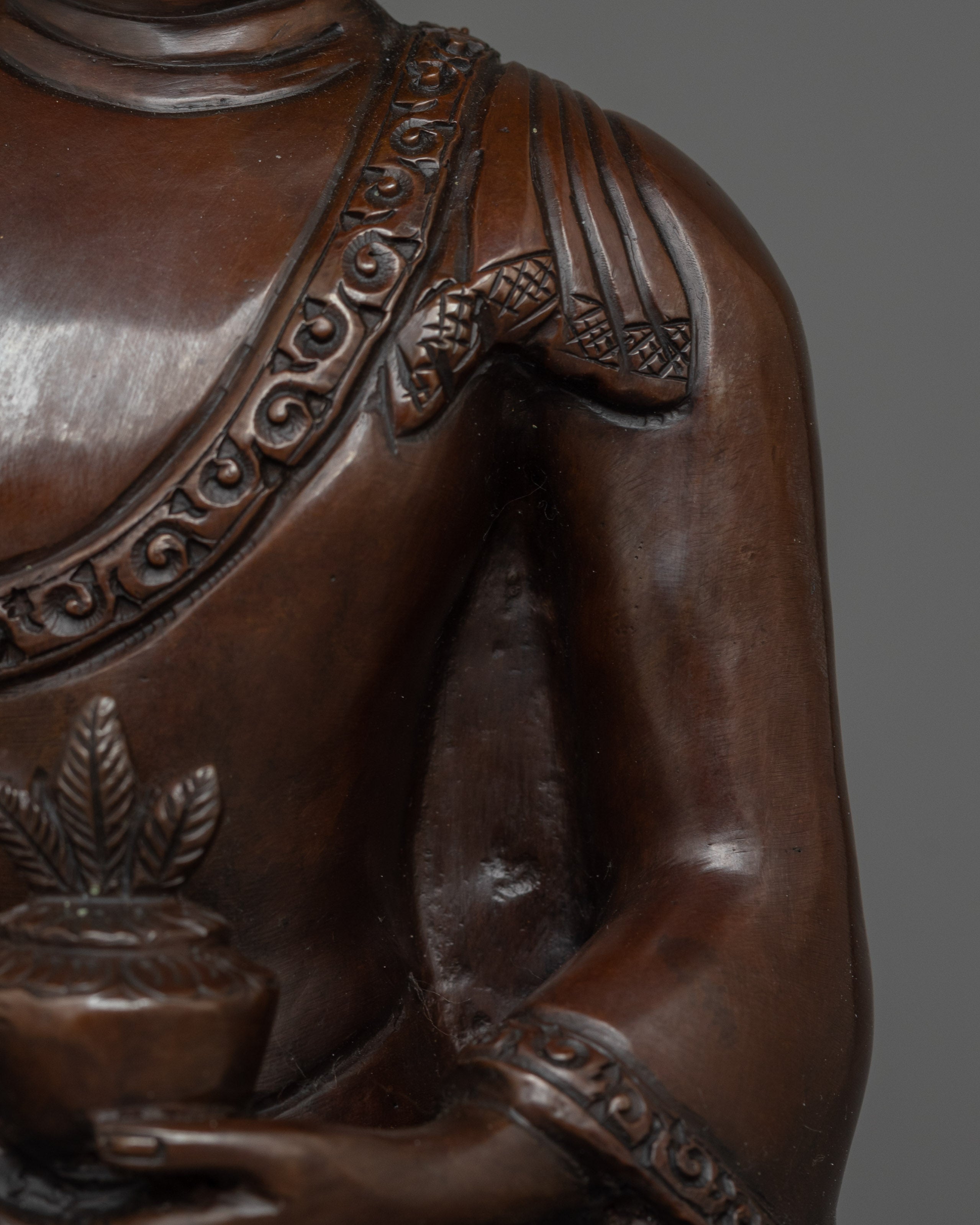 Medicine Buddha with Oxidized Copper Body Statue | A Divine Healer